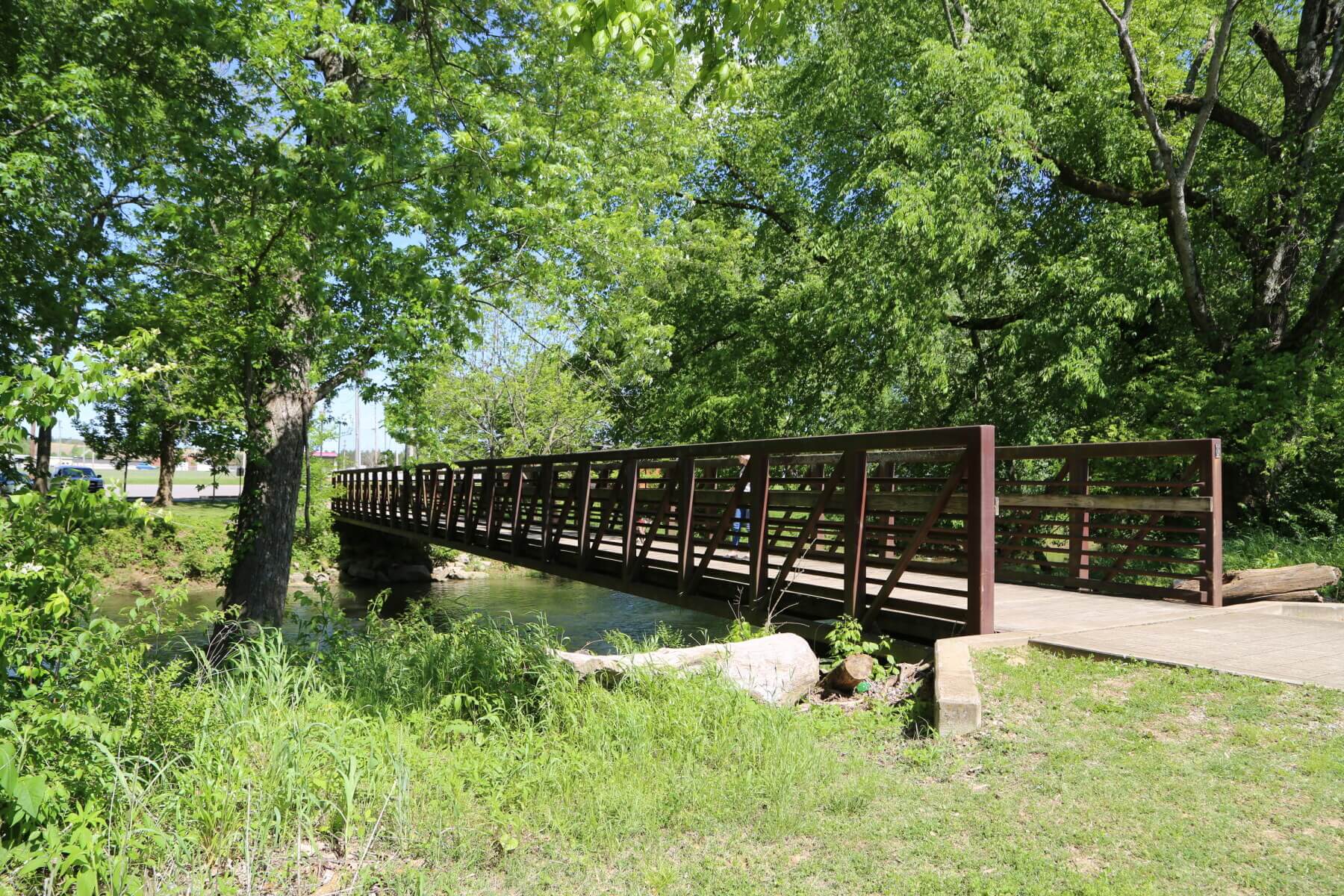 a bridge over a river at the Springfield Greenway