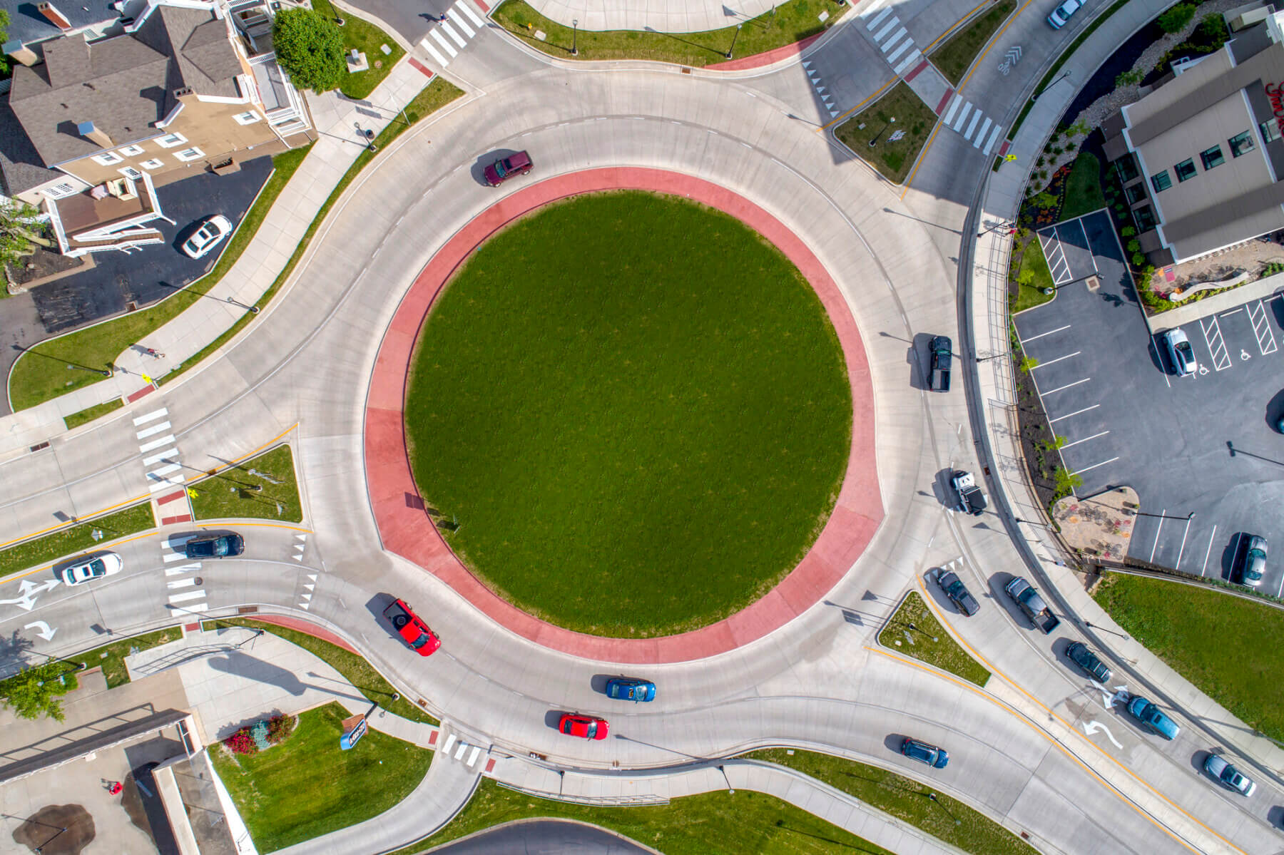 An aerial shot of the KY 9 roundabout
