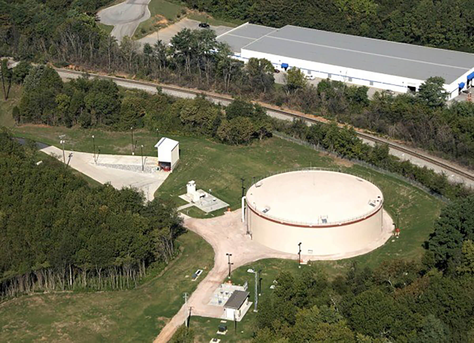 Aerial view of Third Creek Offline Wastewater Storage Facility.
