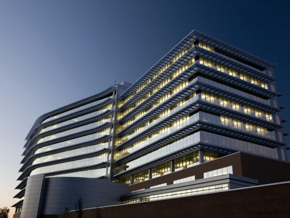 an exterior view of the Nissan North America Headquarters in Franklin, TN