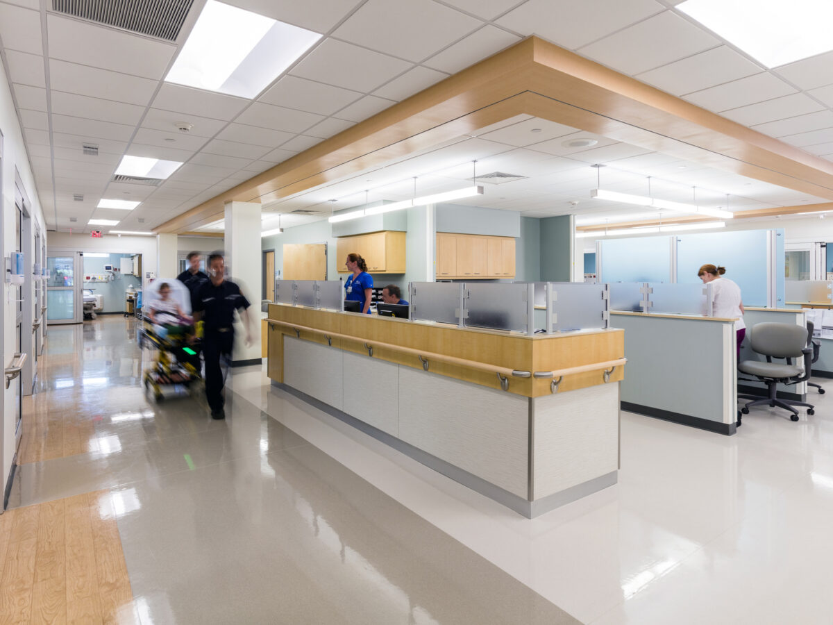 nurses and paramedics working in an emergency department