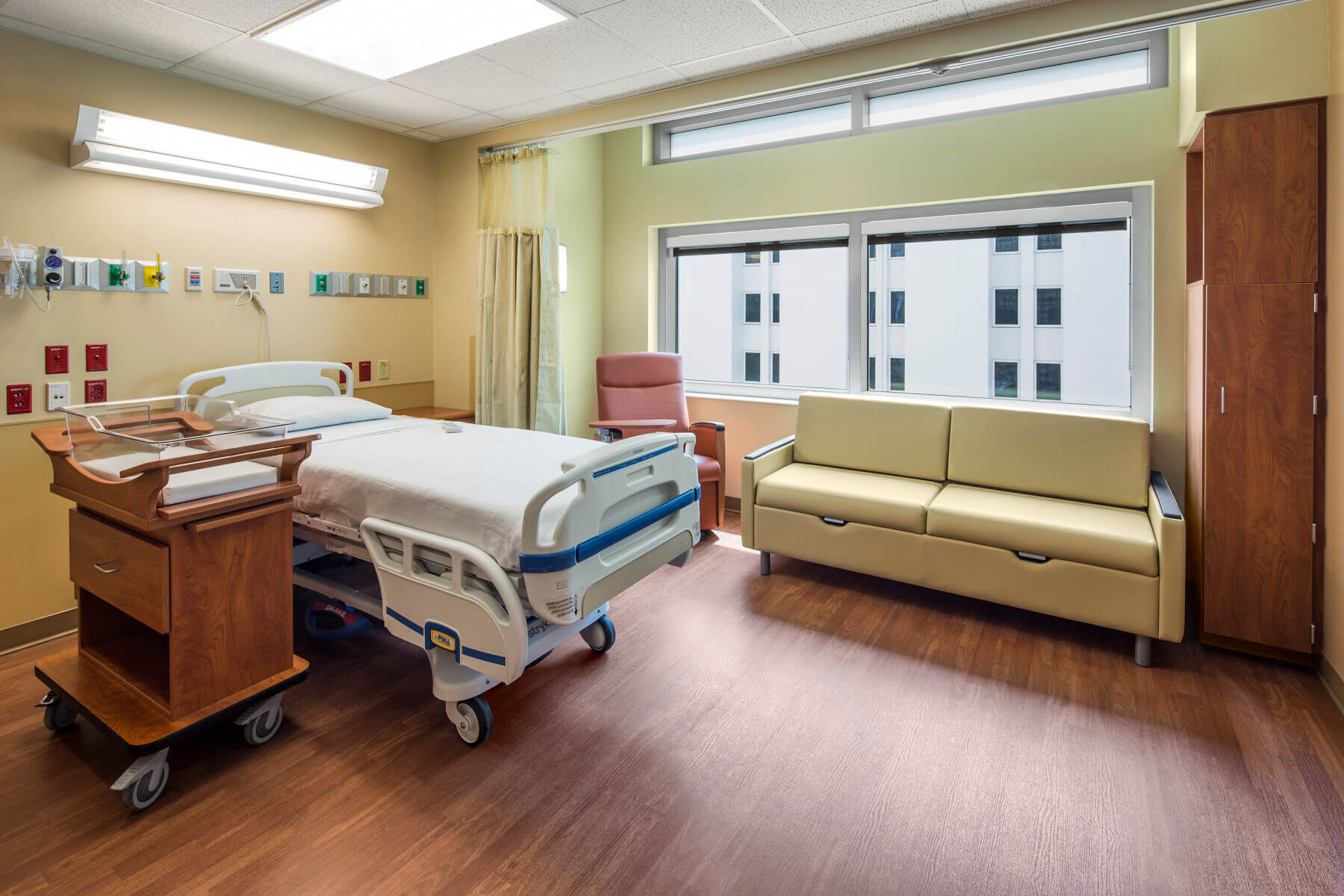 a patient room in the labor and delivery unit at Sarasota Memorial Hospital