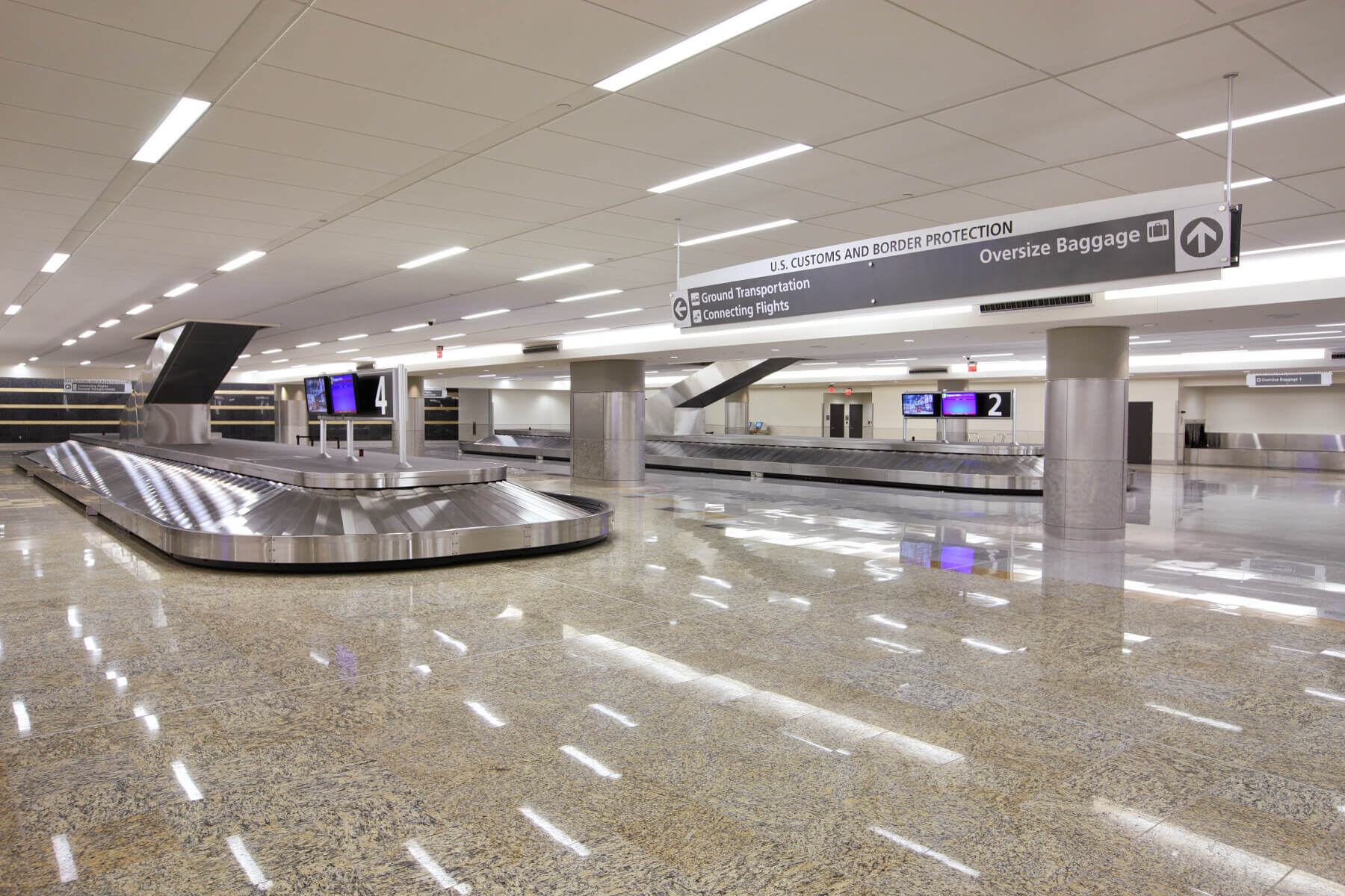 baggage claim area at the international terminal at Hartsfield-Jackson Atlanta International Airport