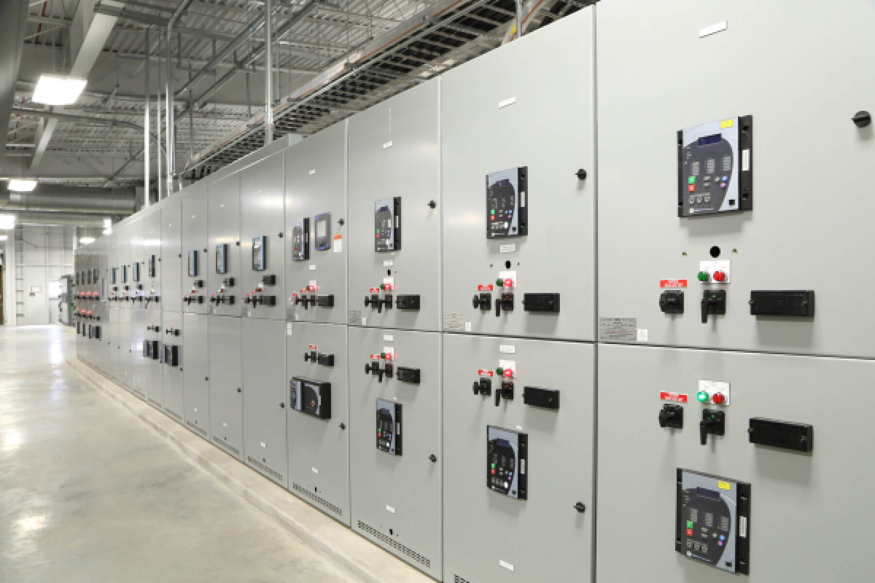 Picture of switchgear and variable frequency drives on the second floor of K.R. Harrington Water Treatment Plant