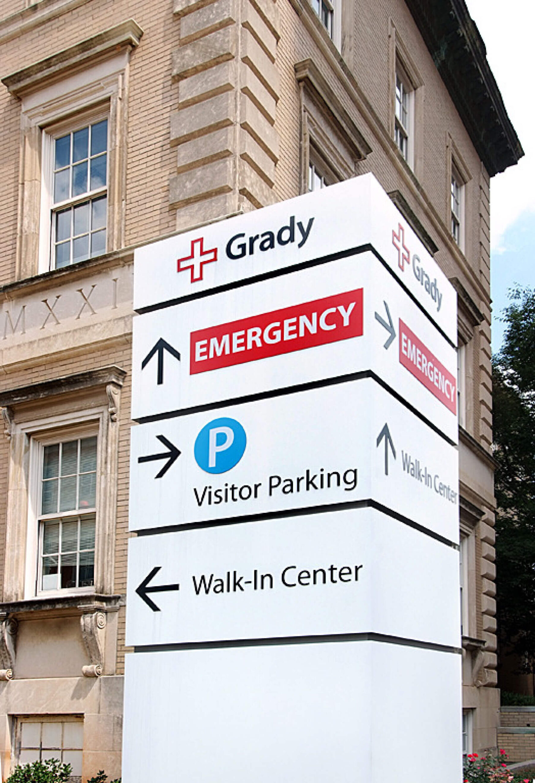 sign post outside Grady Hospital
