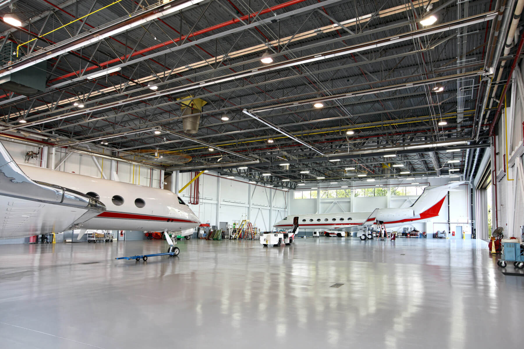 a corporate jet hangar at Richmond International Airport