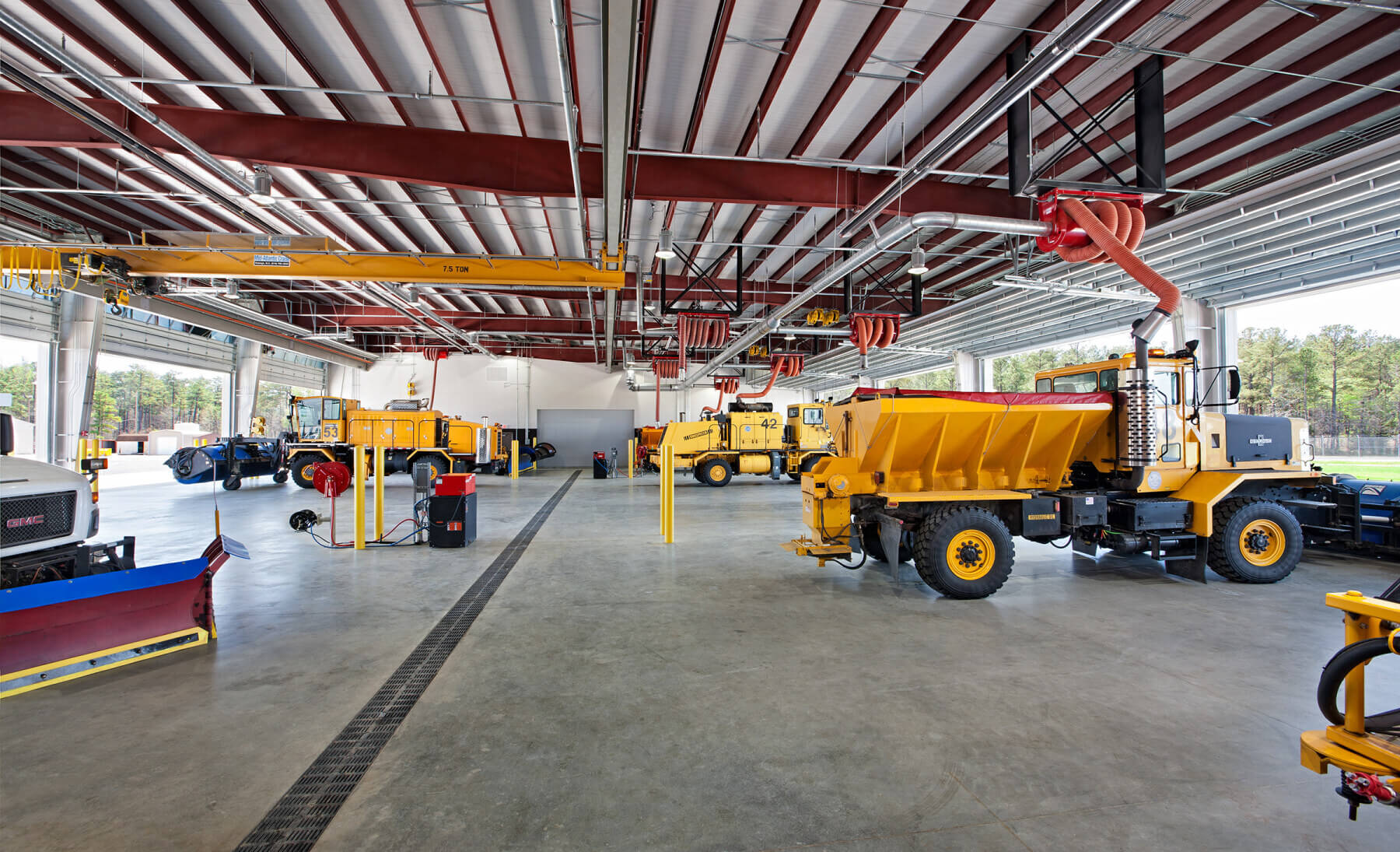 : the interior of the snow removal building at Richmond International Airport