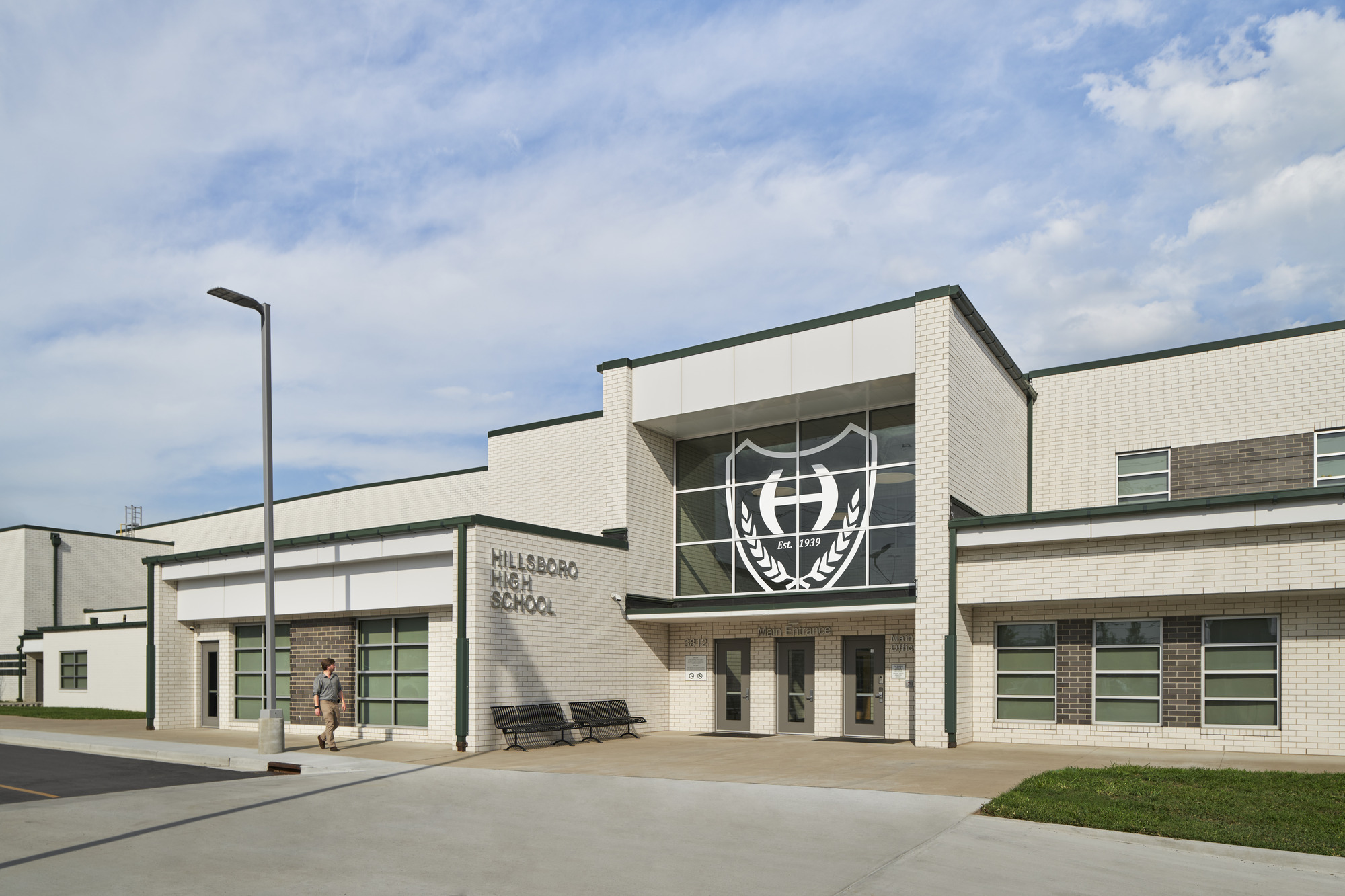 Exterior main entrance at hillsboro high school