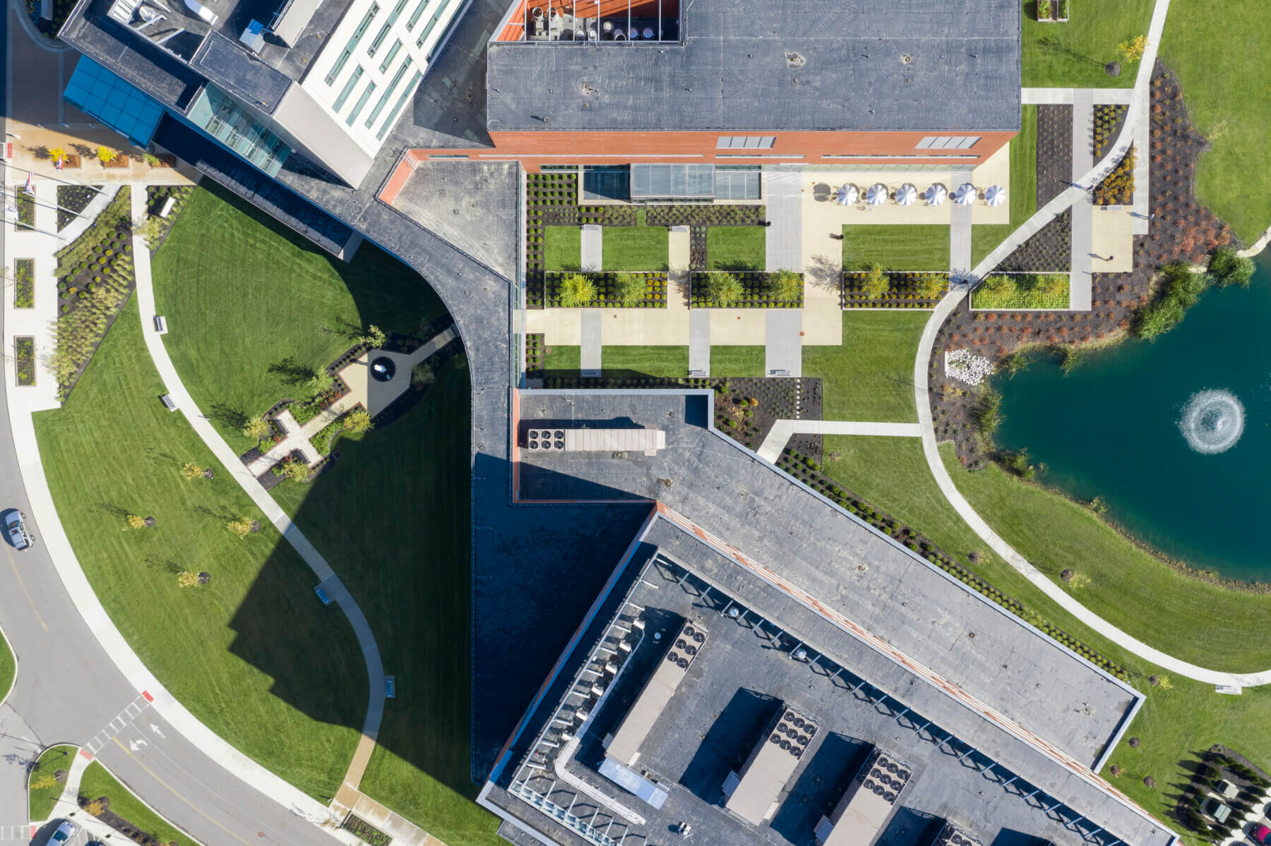aerial view of the hospital’s outdoor space