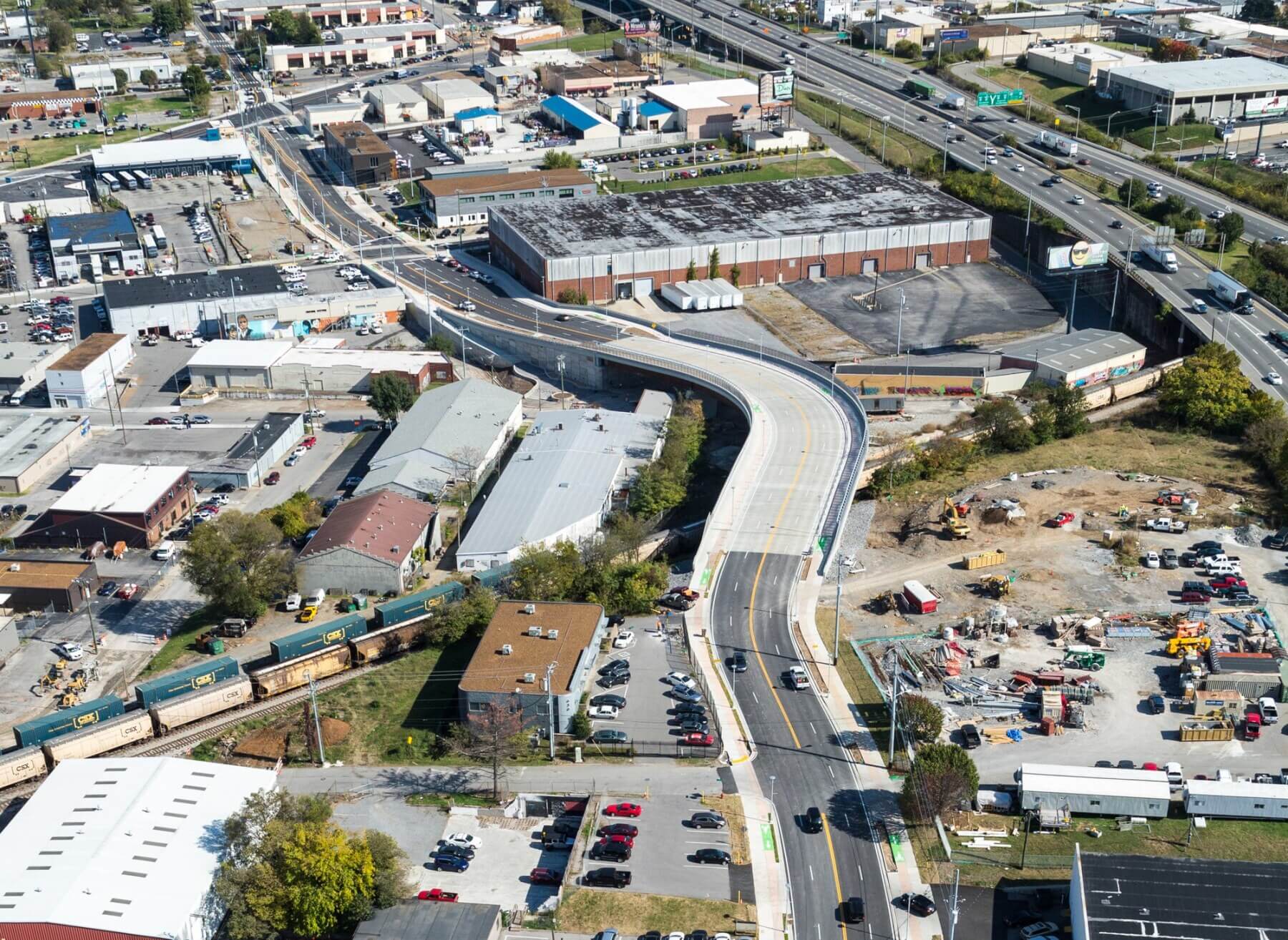 Aerial image of Division Street bridge