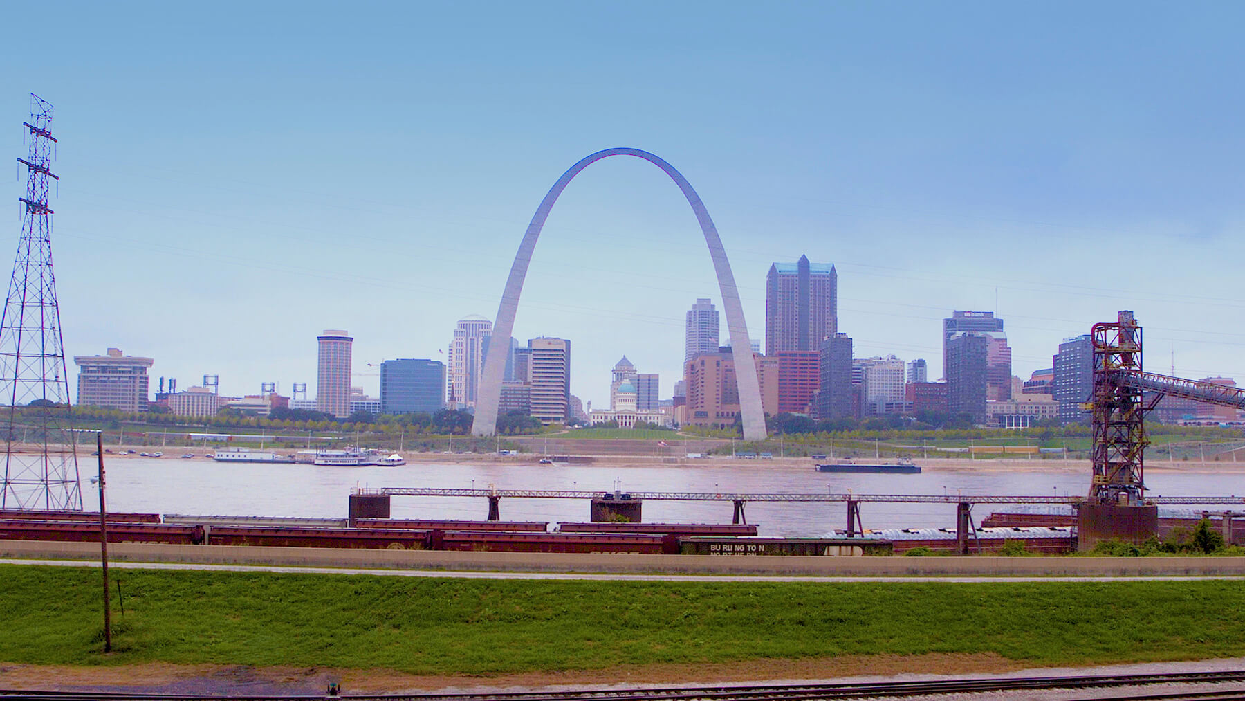 Downtown St. Louis featuring the Gateway Arch.