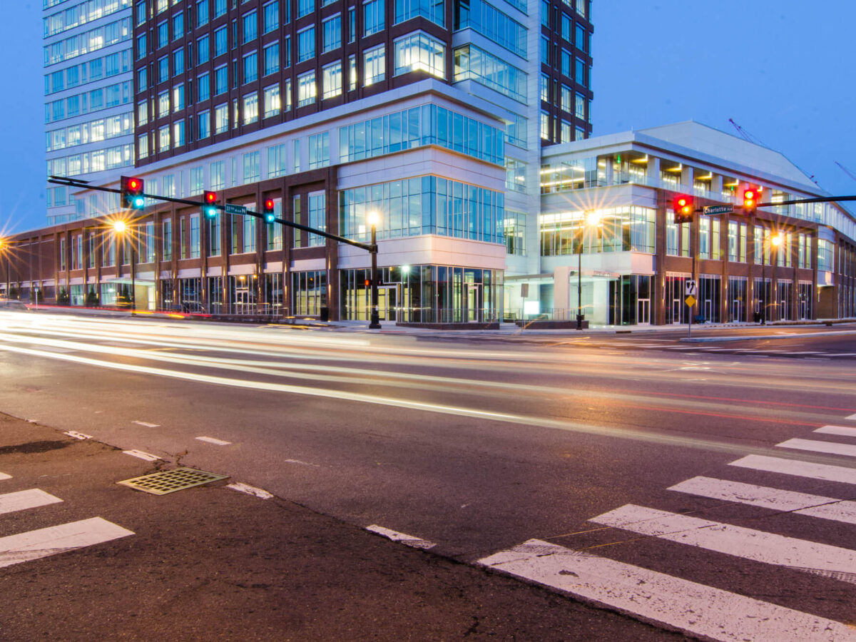 An exterior intersection at the Capitol View building