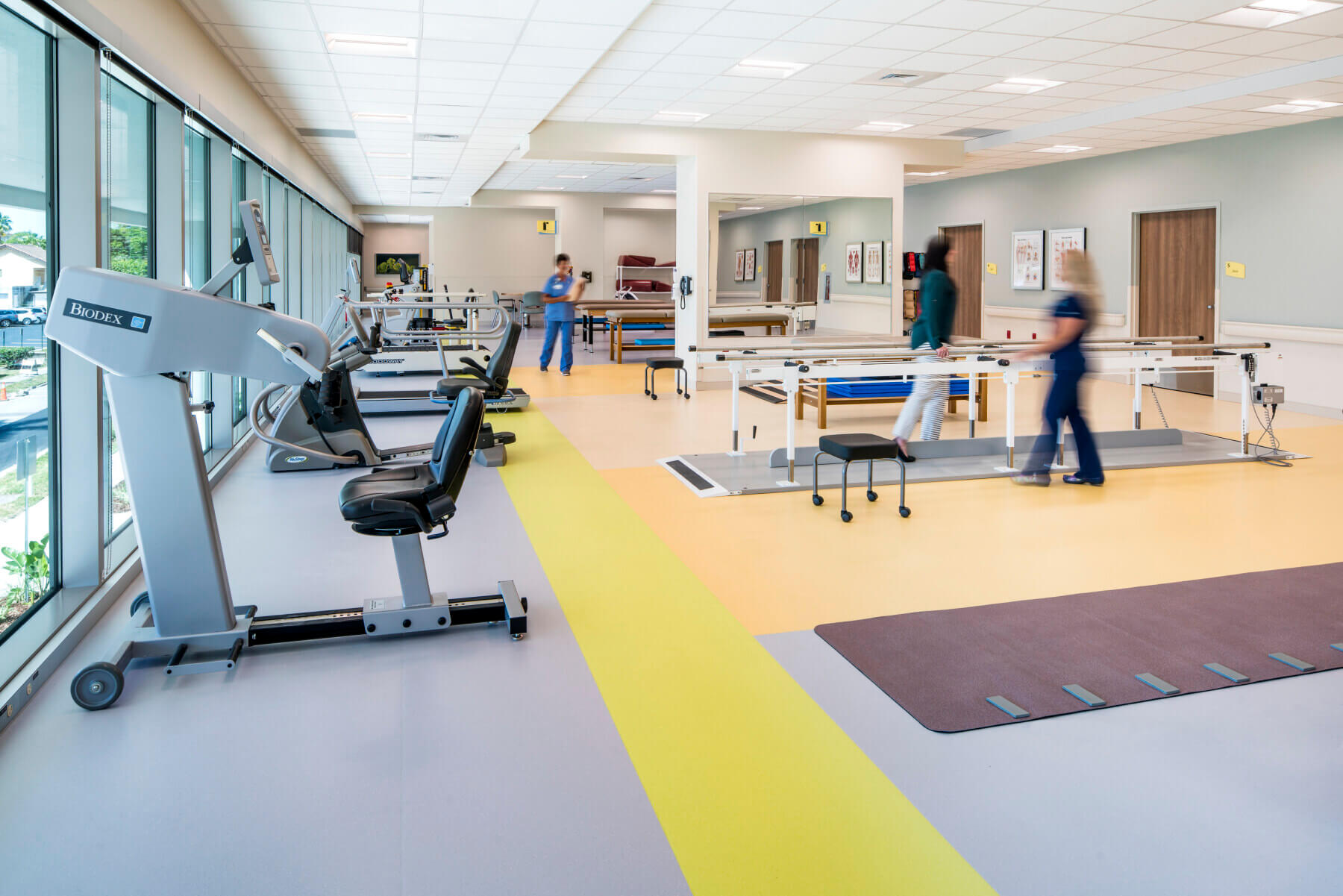 physical therapy gym in the rehabilitation addition at Sarasota Memorial Hospital