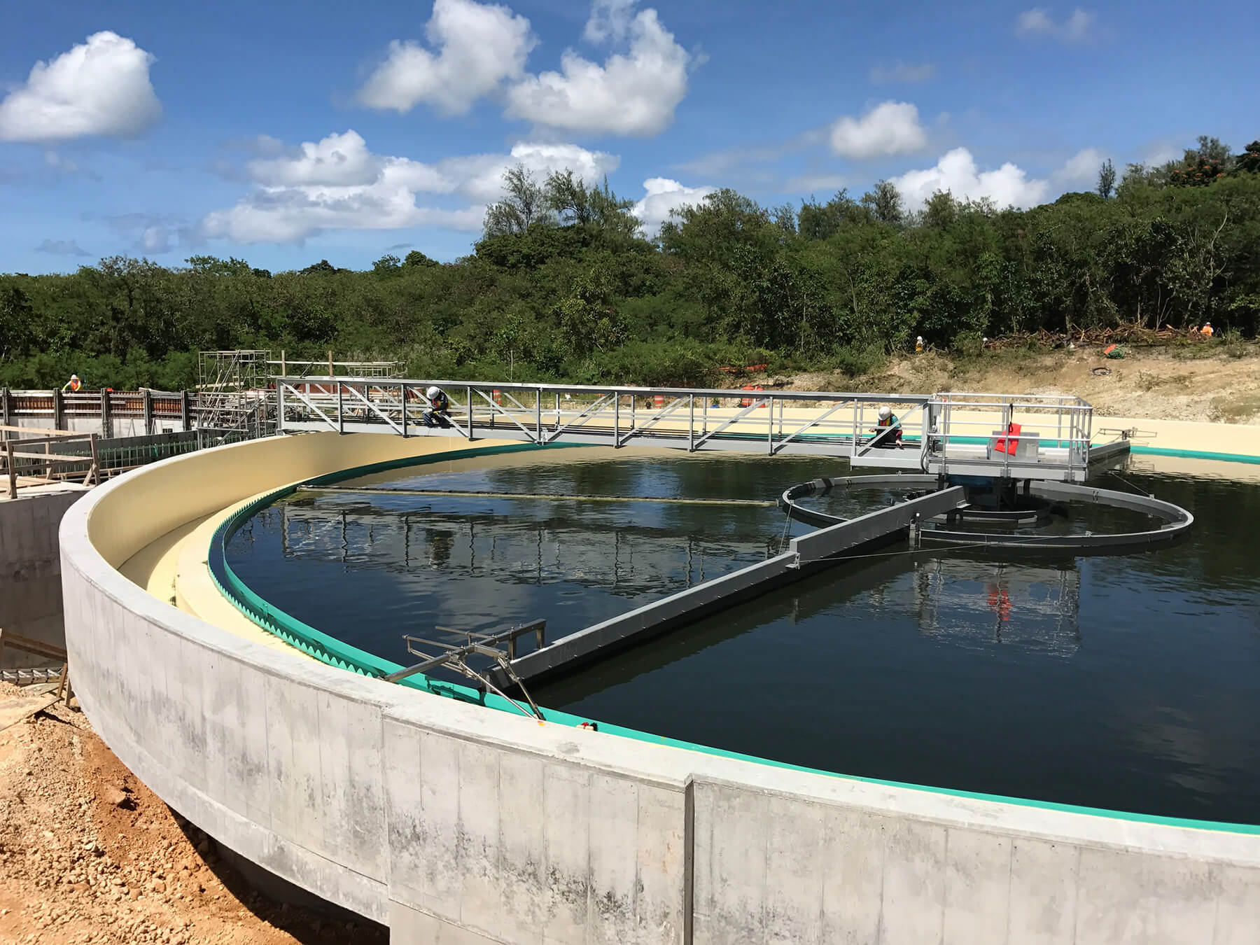Secondary clarifiers at Agat-Santa Rita Wastewater Treatment Plant