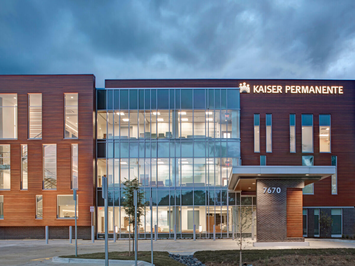 the exterior of the facility at night