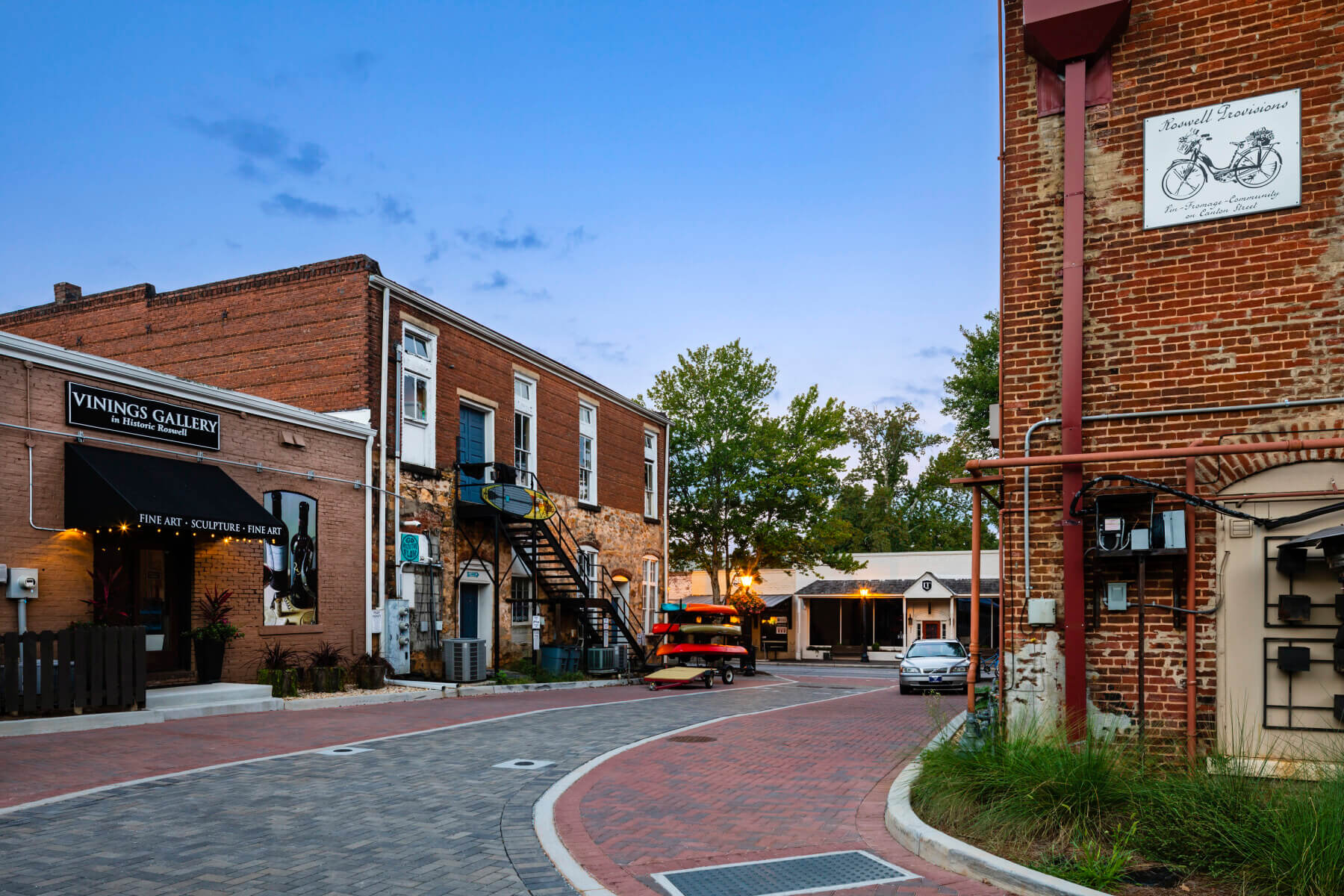 East alley in Roswell featuring brick street