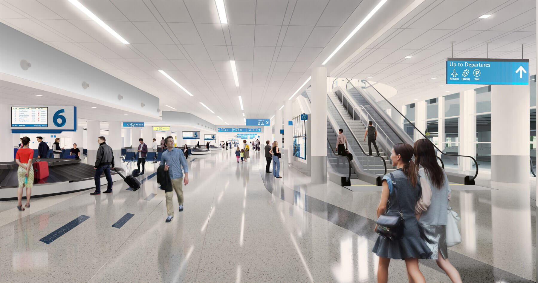 rendering of the renovated baggage claim area at Charlotte Douglas International Airport