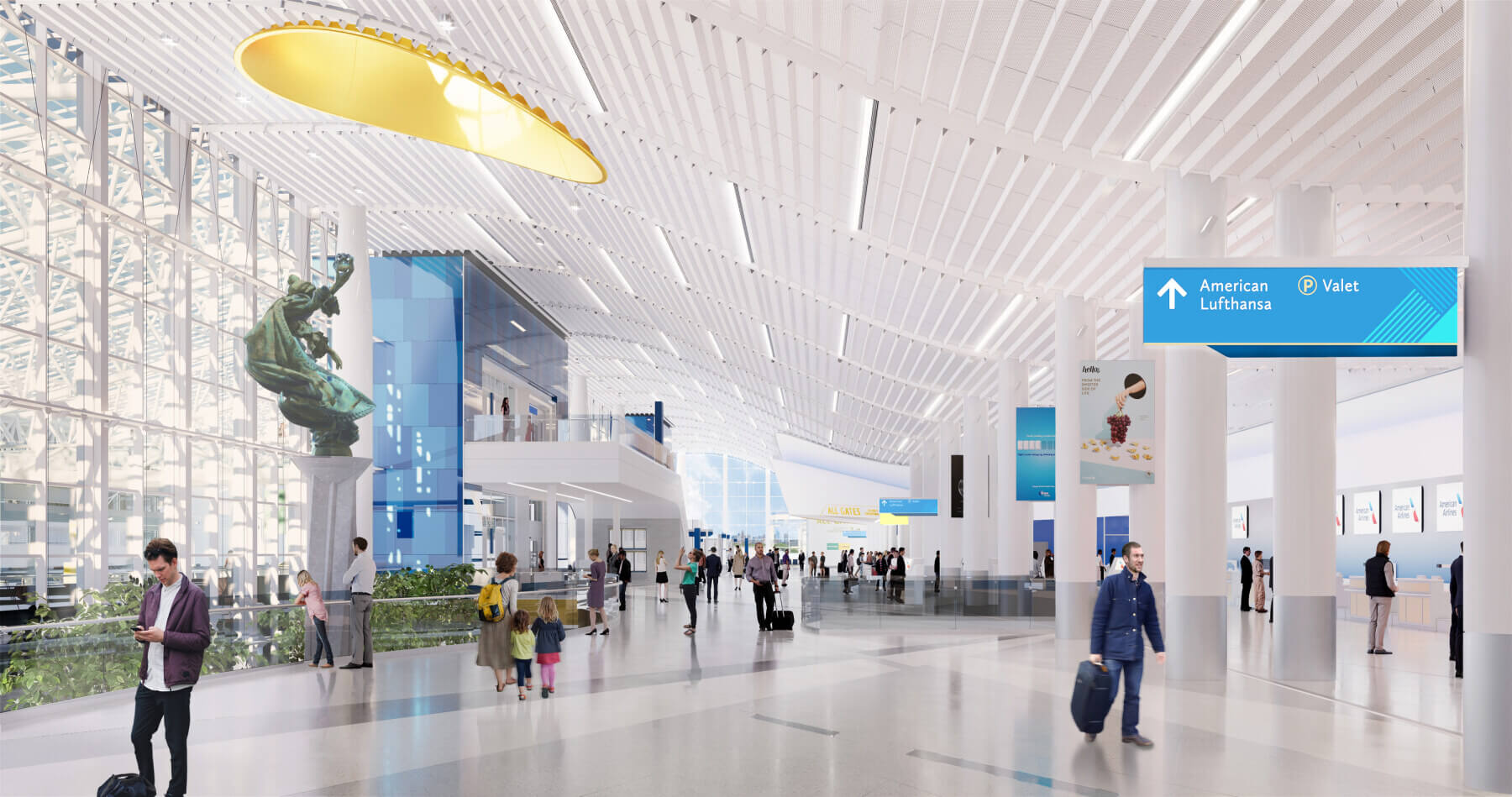 rendering of the expanded terminal lobby at Charlotte Douglas International Airport