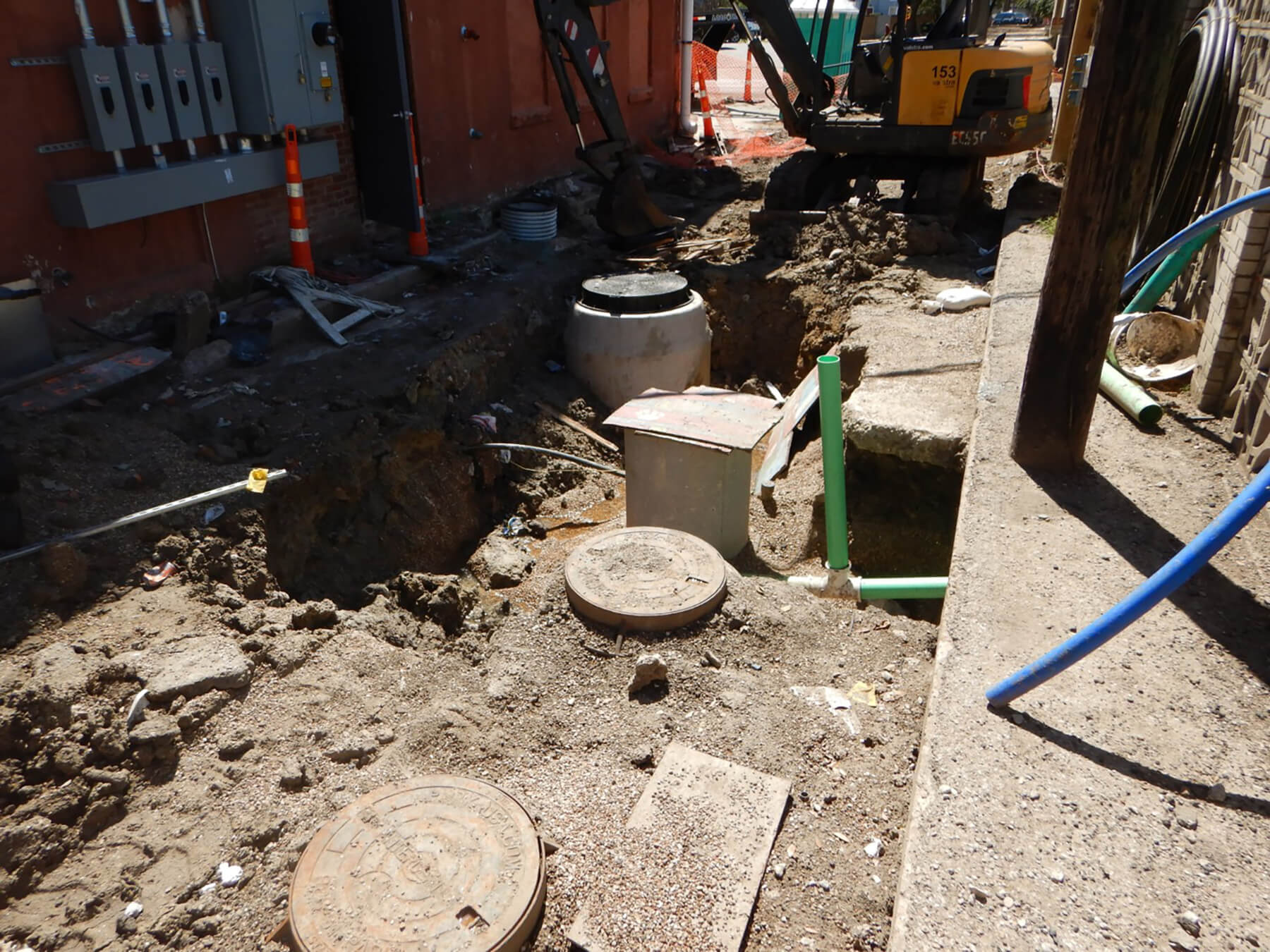 Buried Utilities in an alley in downtown Ennis