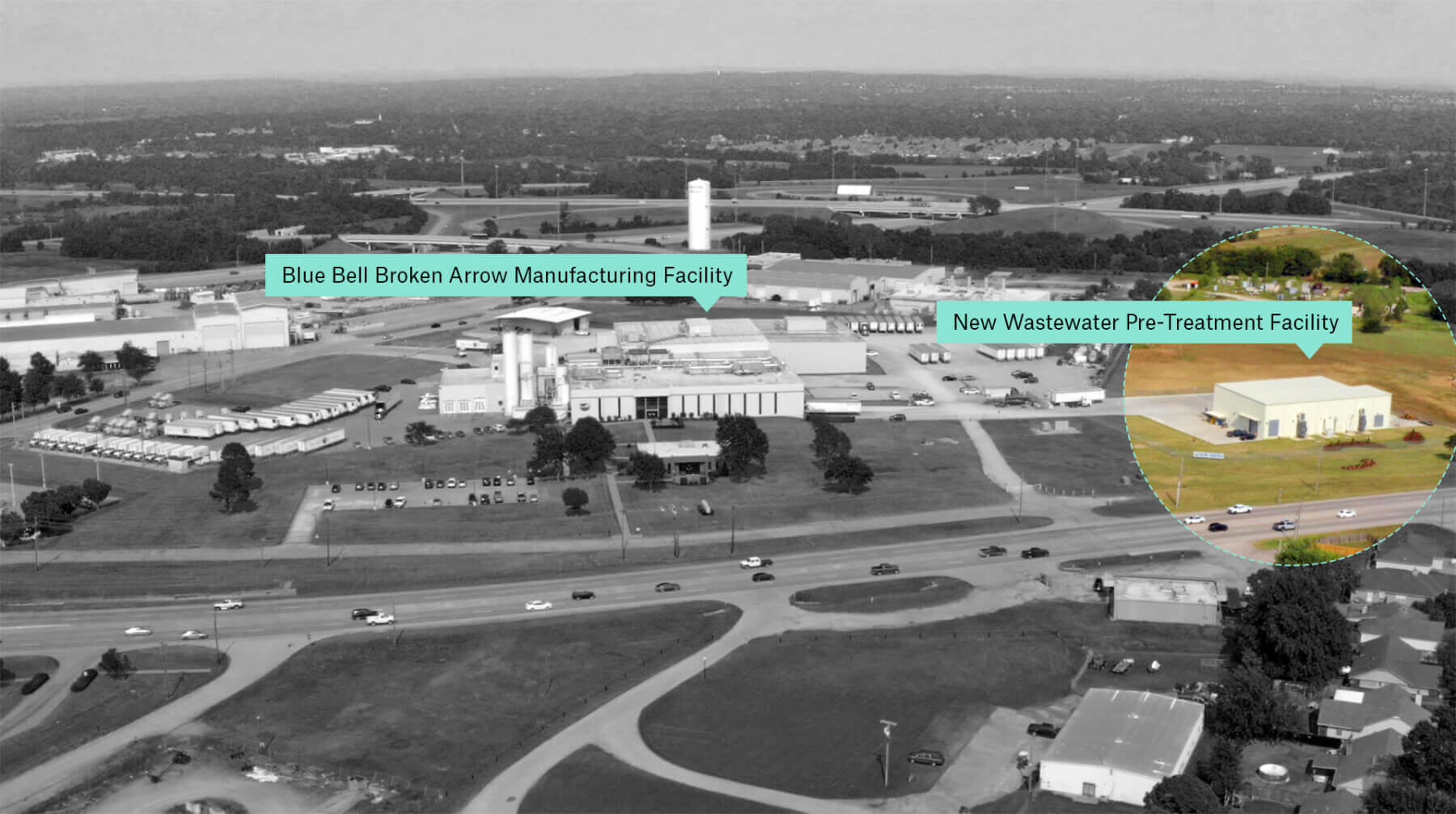 images of the Blue Bell Broken Arrow pretreatment facility