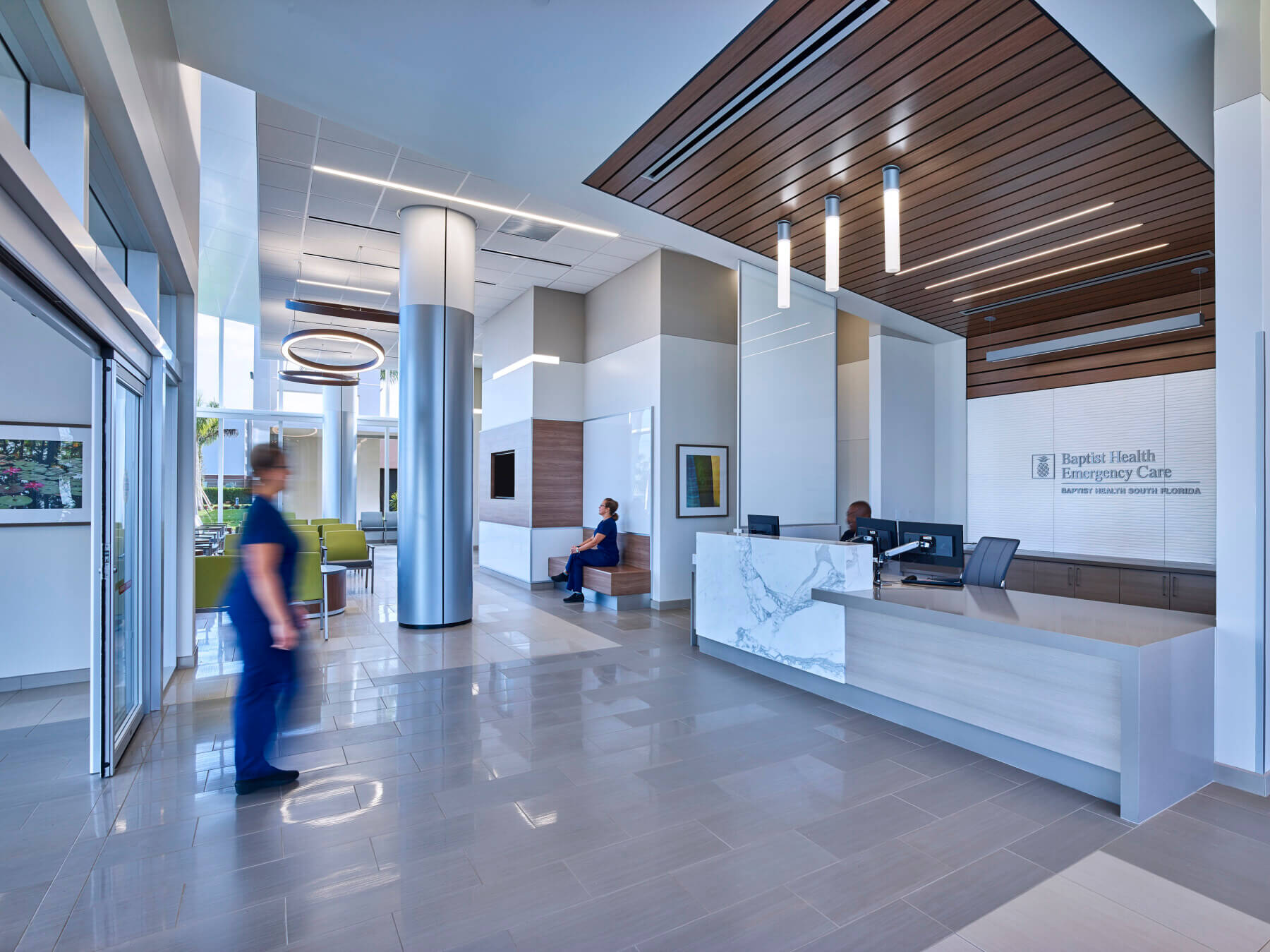 lobby and reception desk inside freestanding emergency department