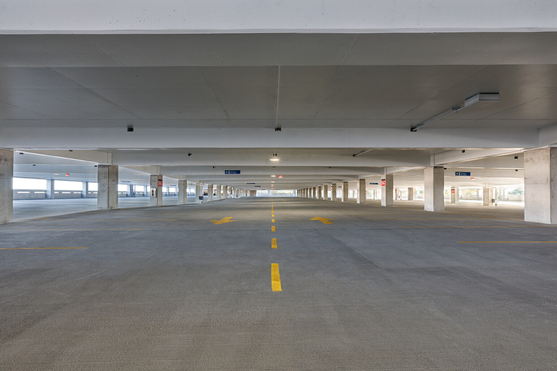 the interior of parking garage D at Norfolk International Airport