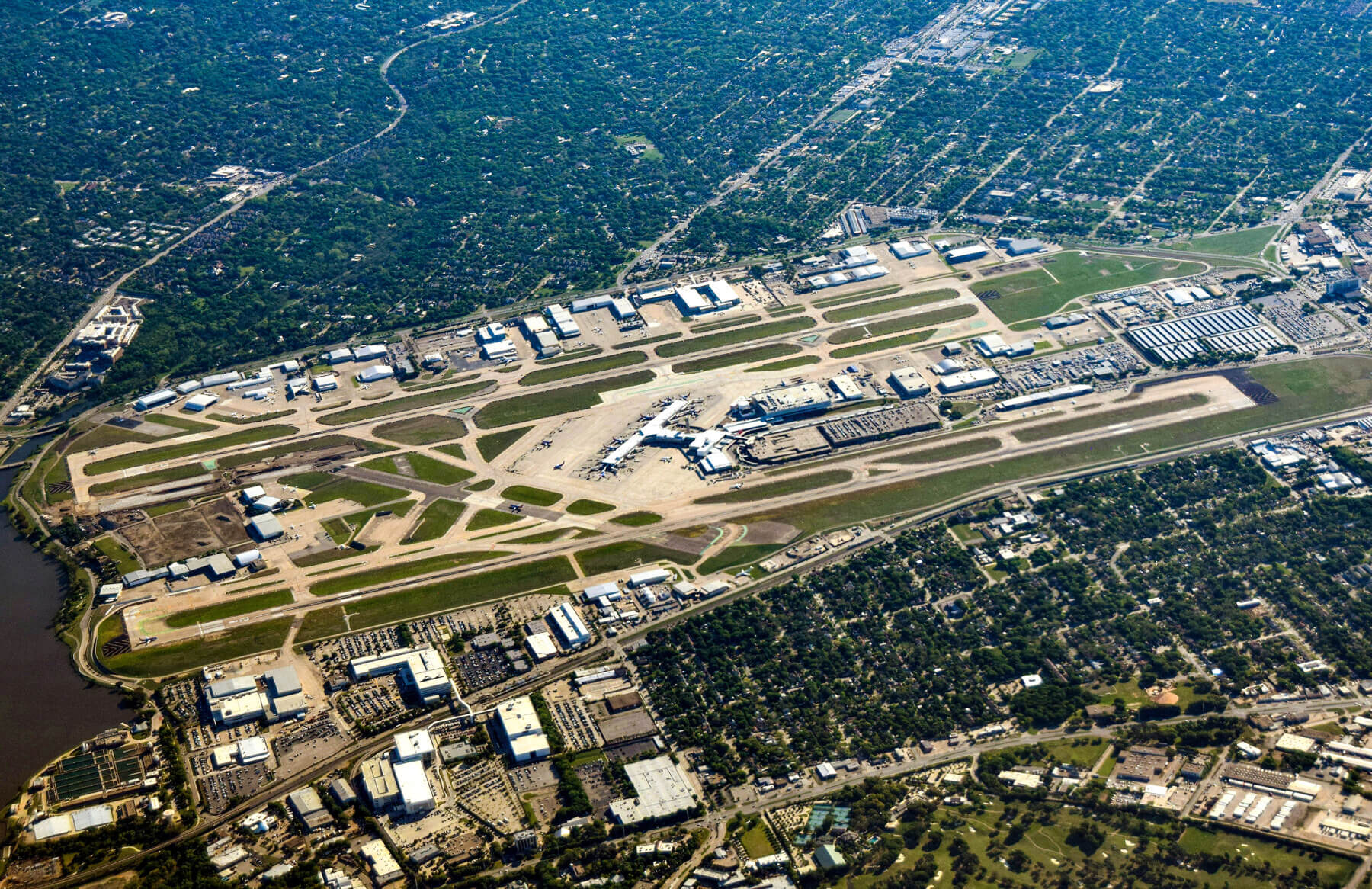 an aerial view of Dallas Love Field International Airport