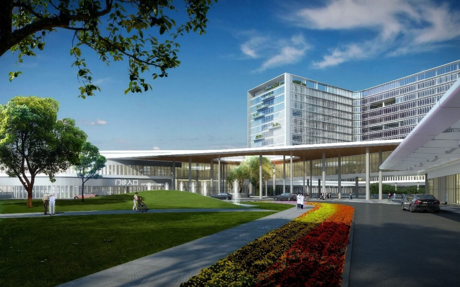 exterior rendering of the hospital entrance