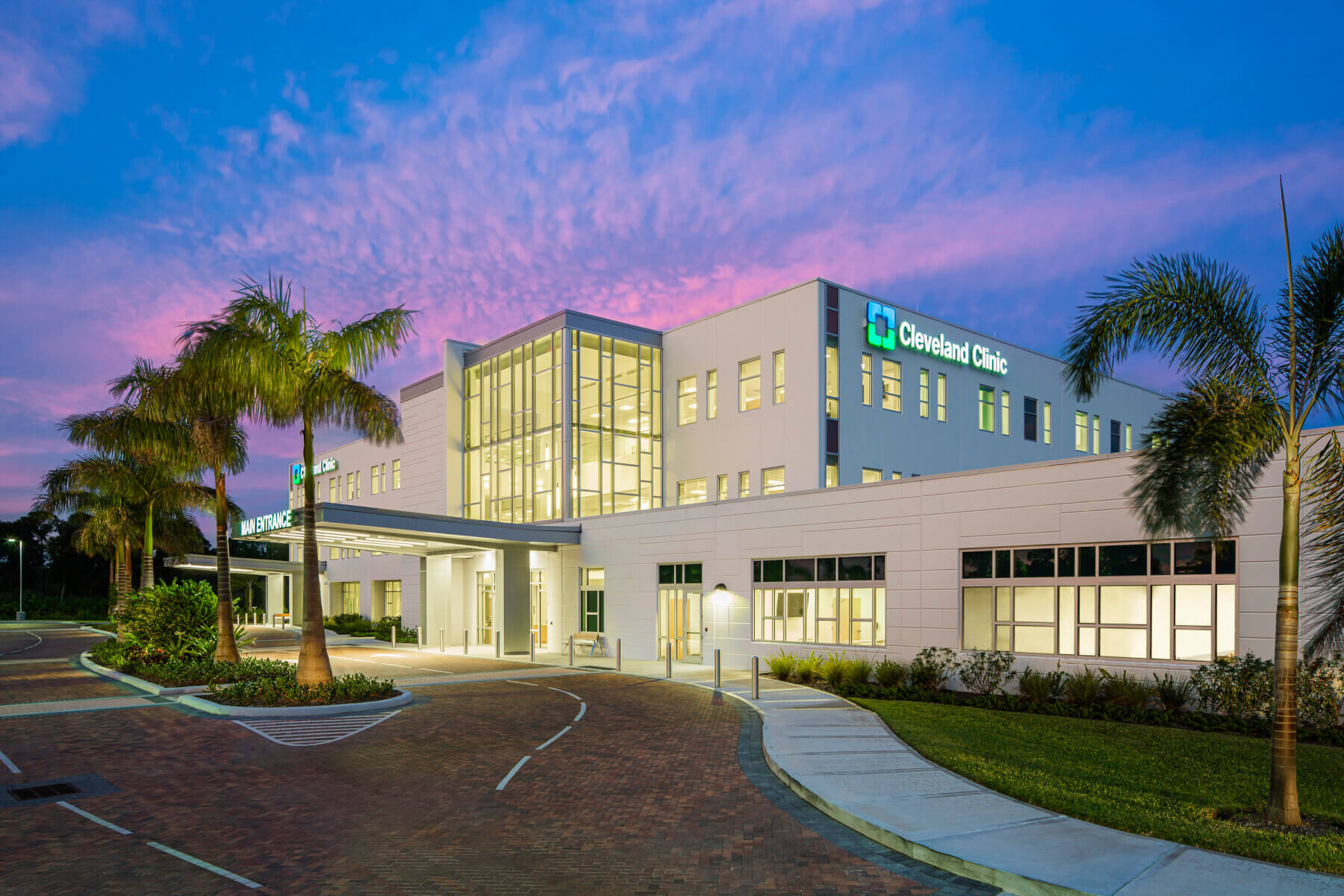 exterior of medical office building at dusk