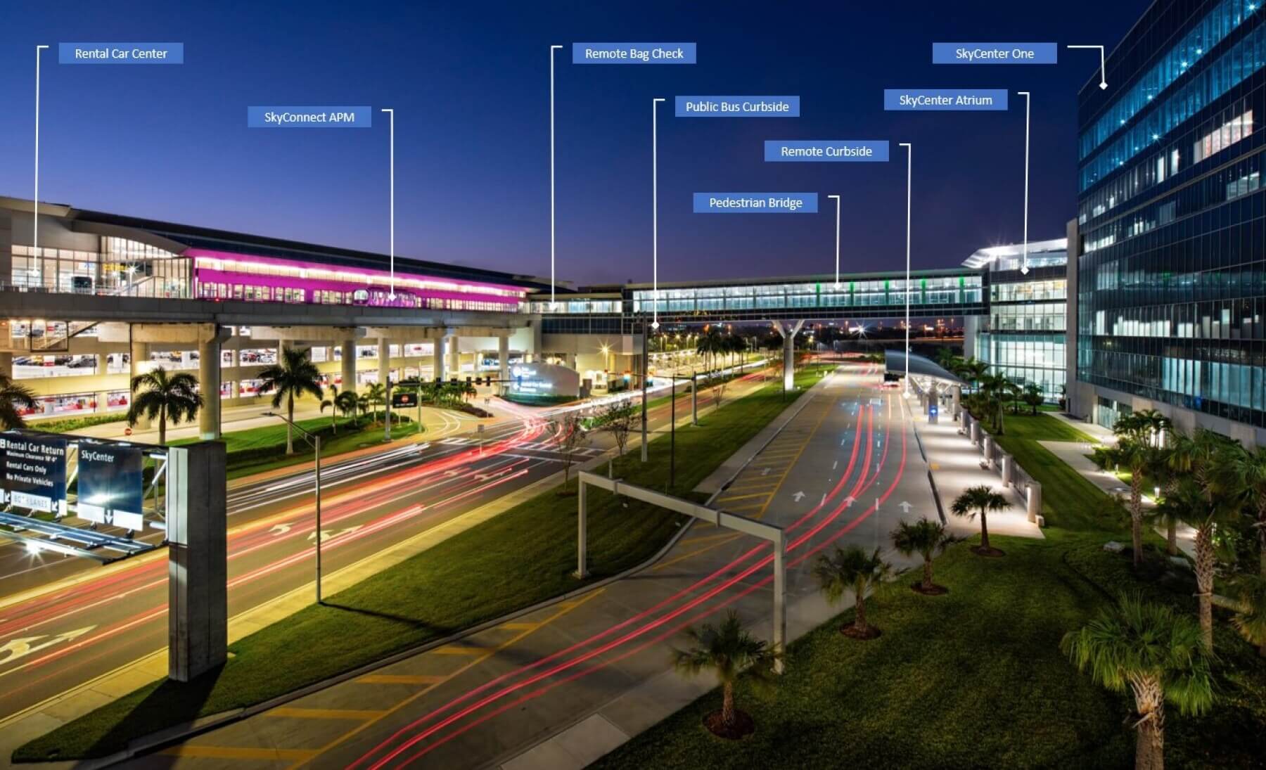 a map identifying buildings on the Tampa International Airport site