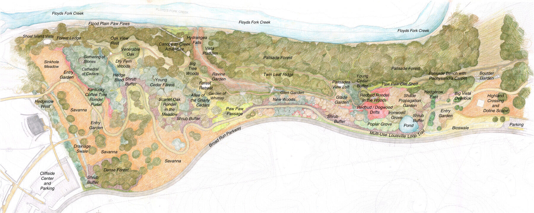 A map of the Moss Gibbs Woodland Garden