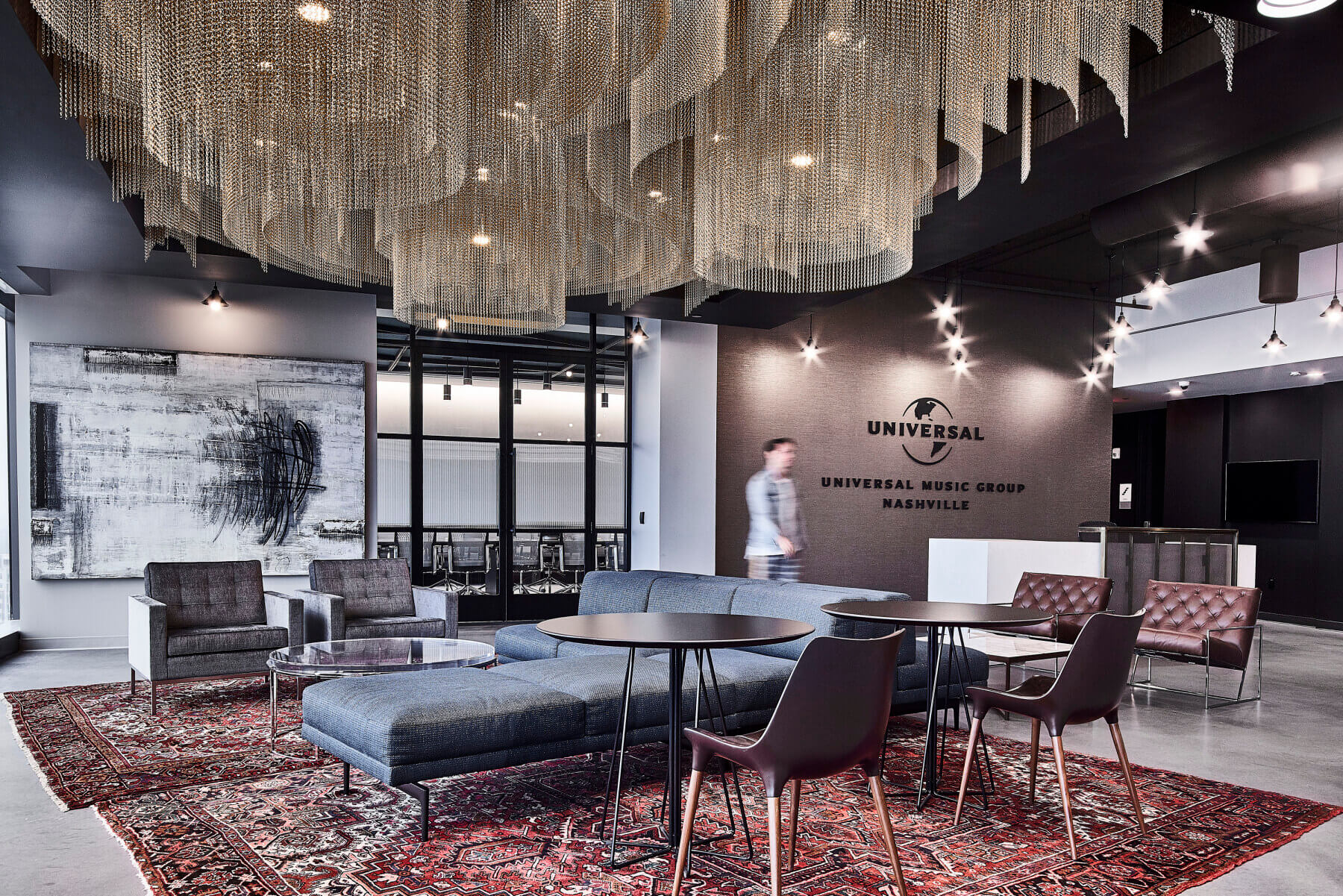 The main lobby and reception area in the Universal Music Group Nashville offices