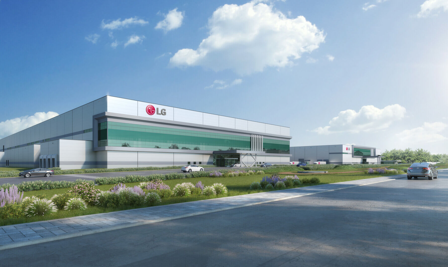 a rendering of future phase of the LG Electronics campus