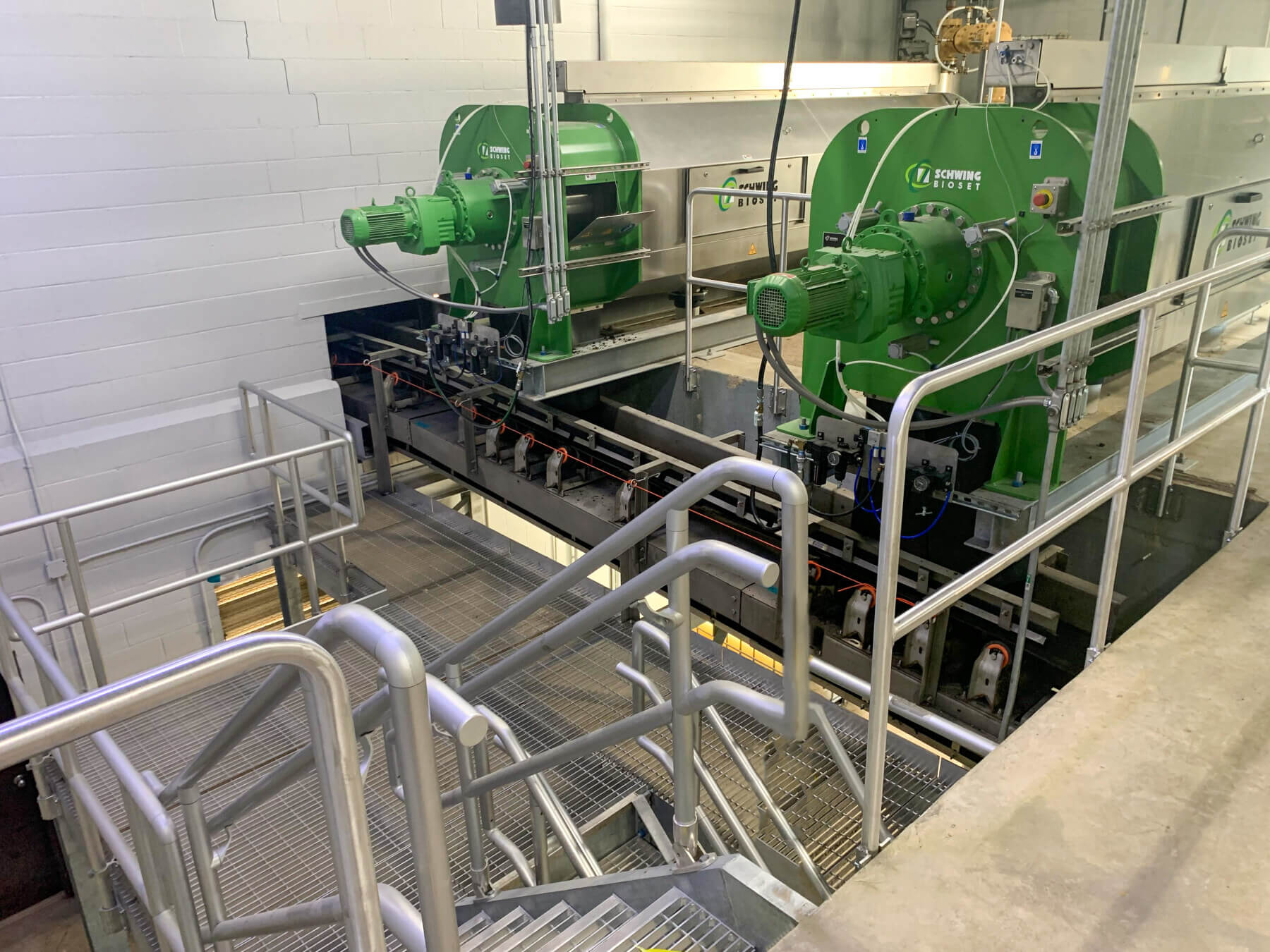 Two new screw-press dewatering units at Shelton Road Wastewater Treatment Plant.