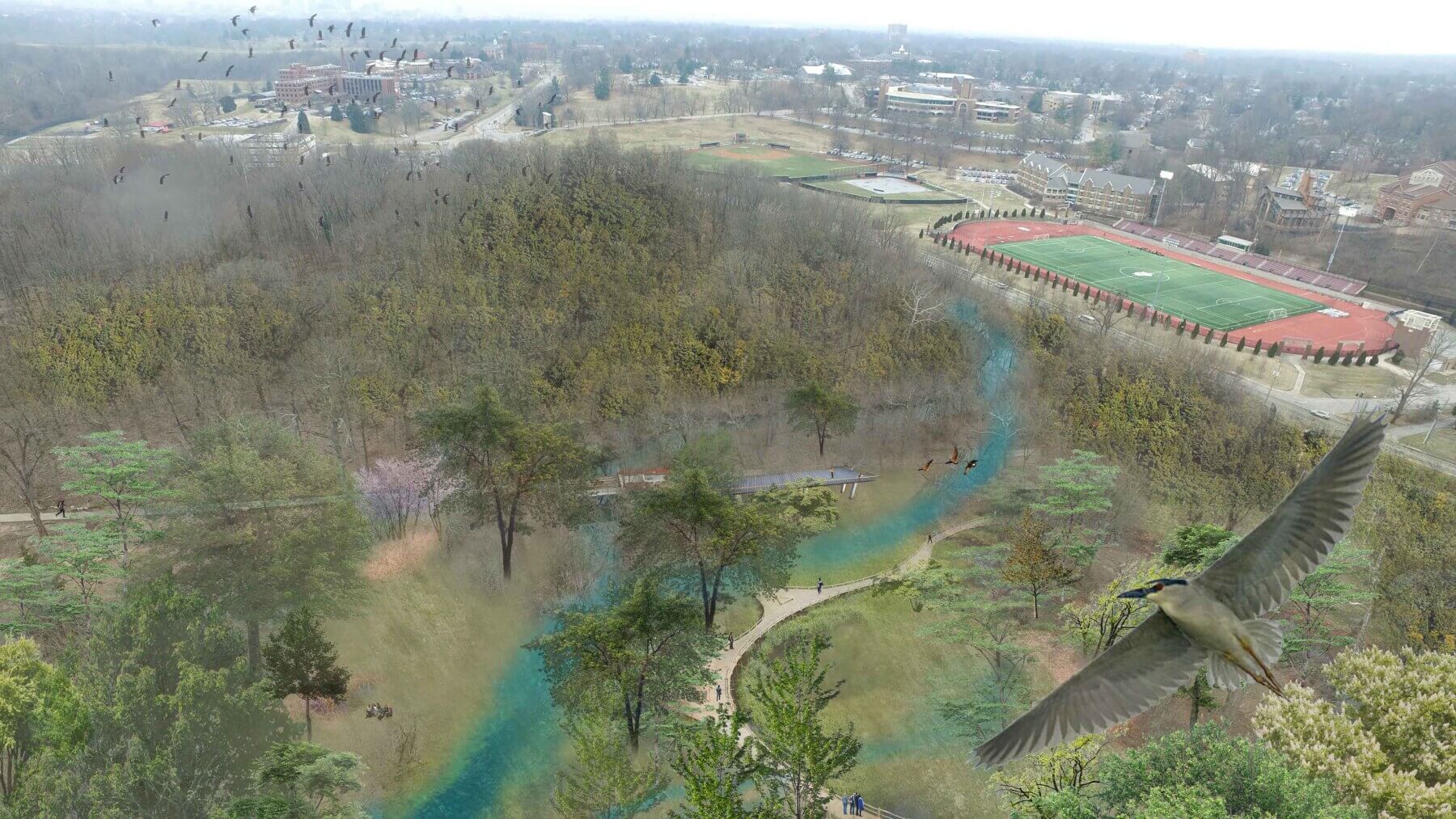 aerial view of proposed improvements to Joe Creason Park