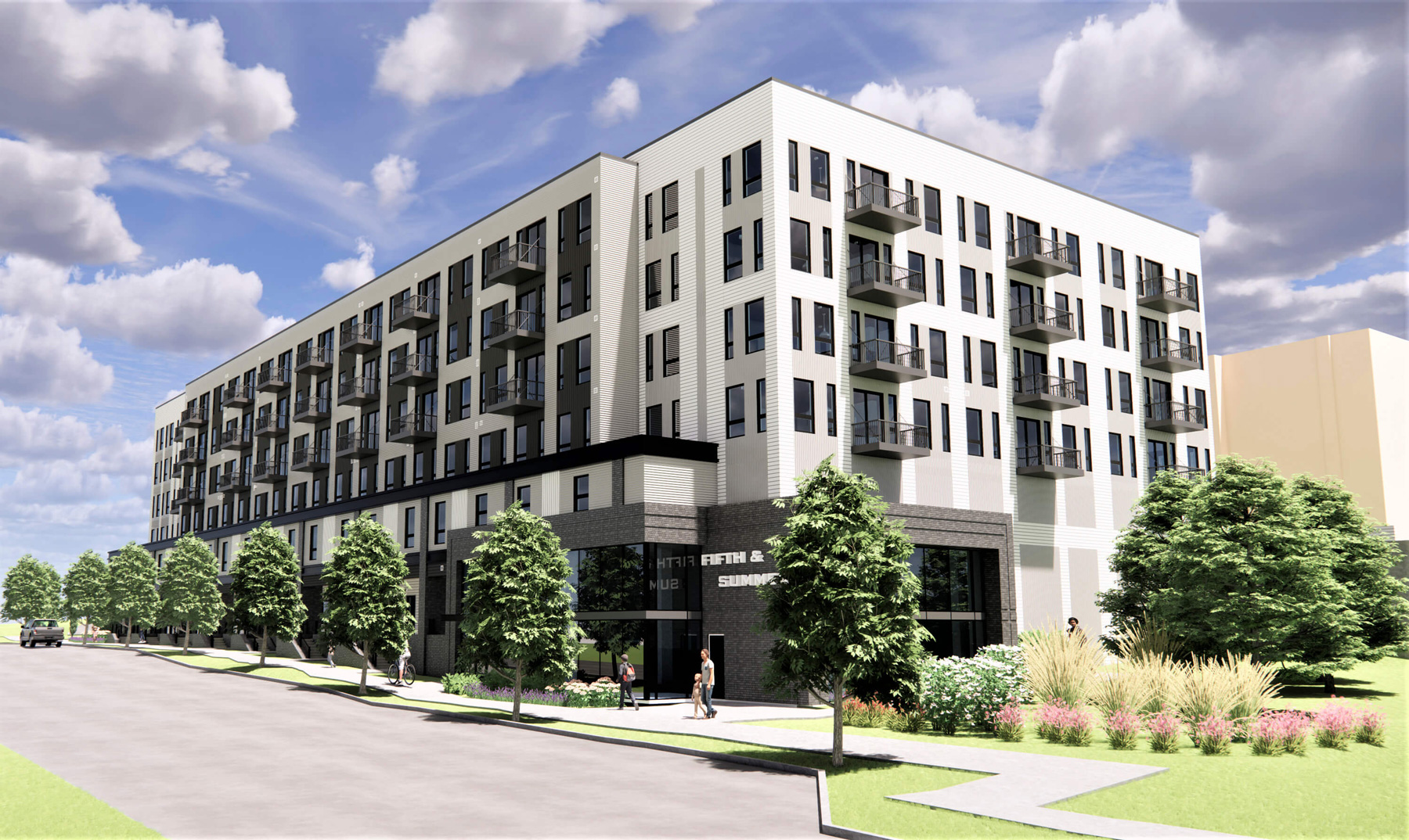 Exterior rendering of 5th and Summer