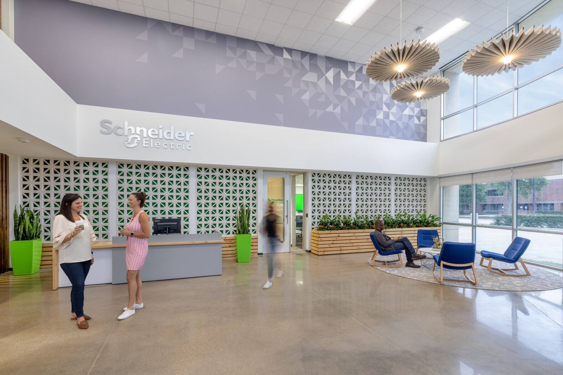 The lobby and reception area in the Schneider Electric Offices
