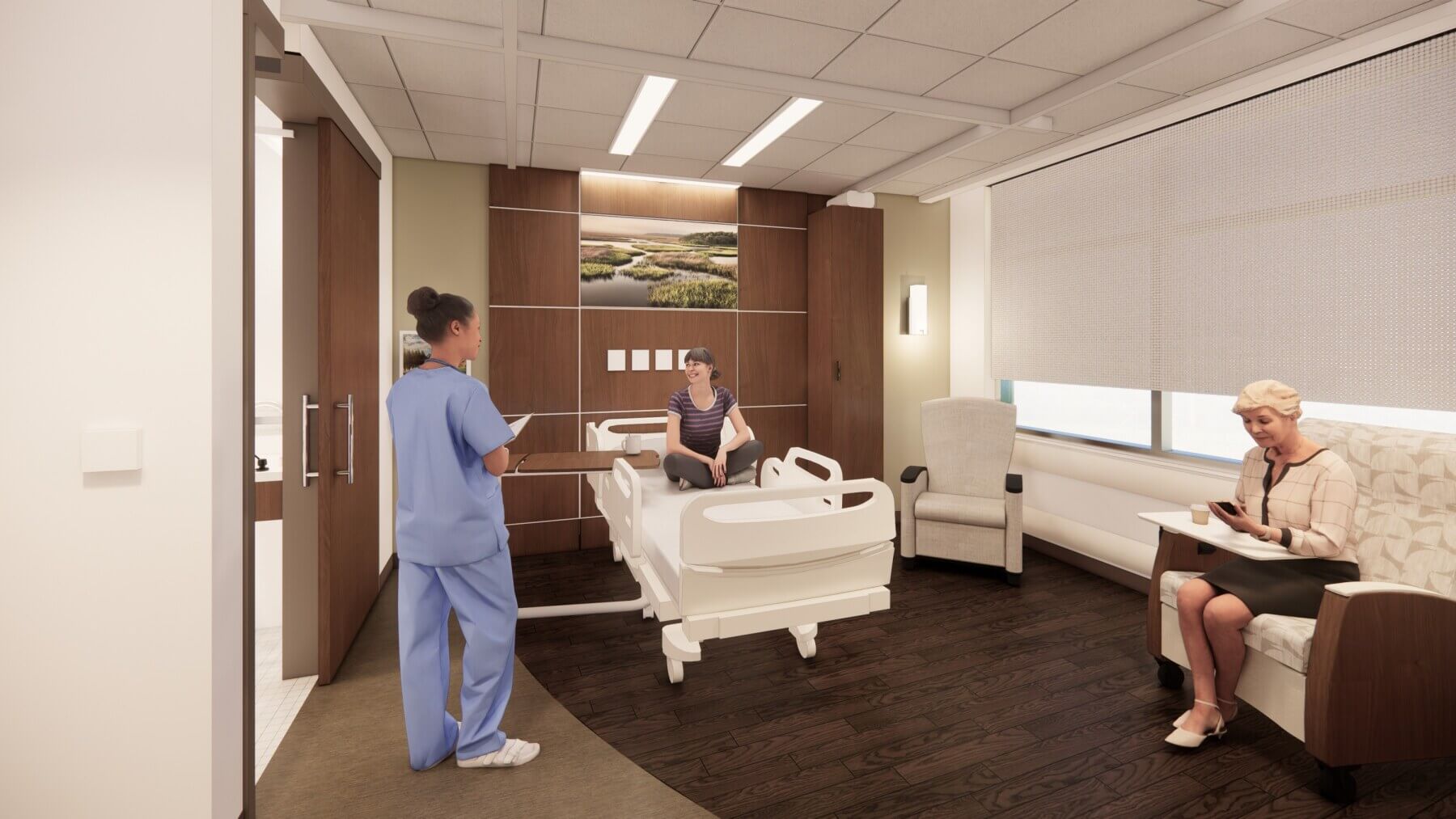 rehab patient room rendering