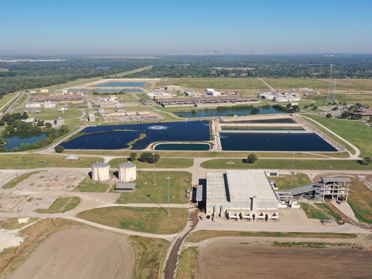 aerial view of a wastewater treatment plant