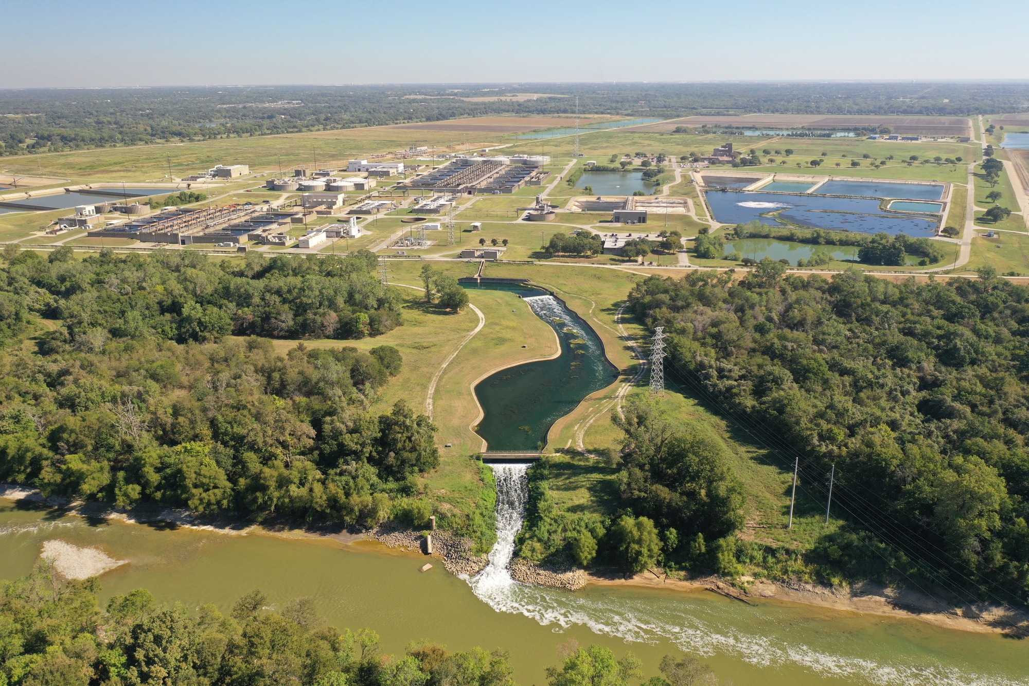 aerial view of a wastewater treatment plant