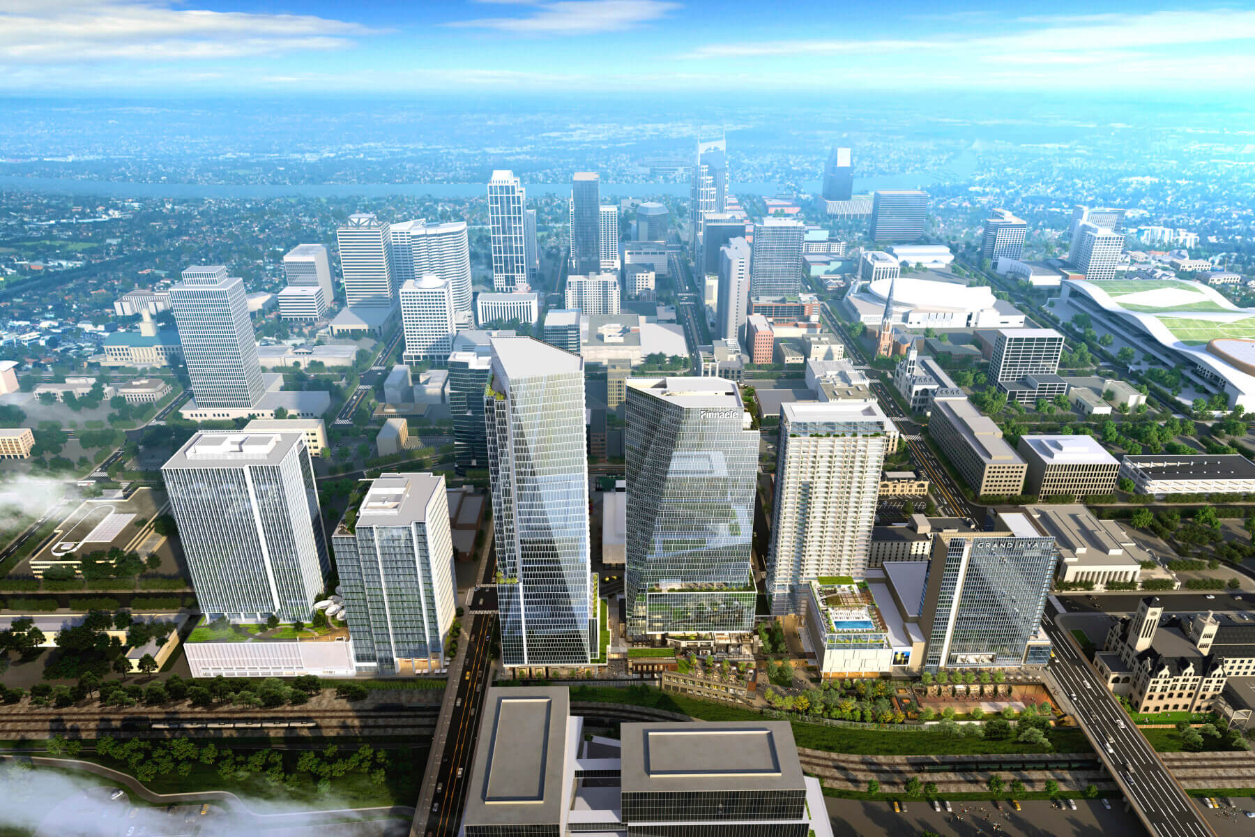 View of Nashville Yards campus rendering