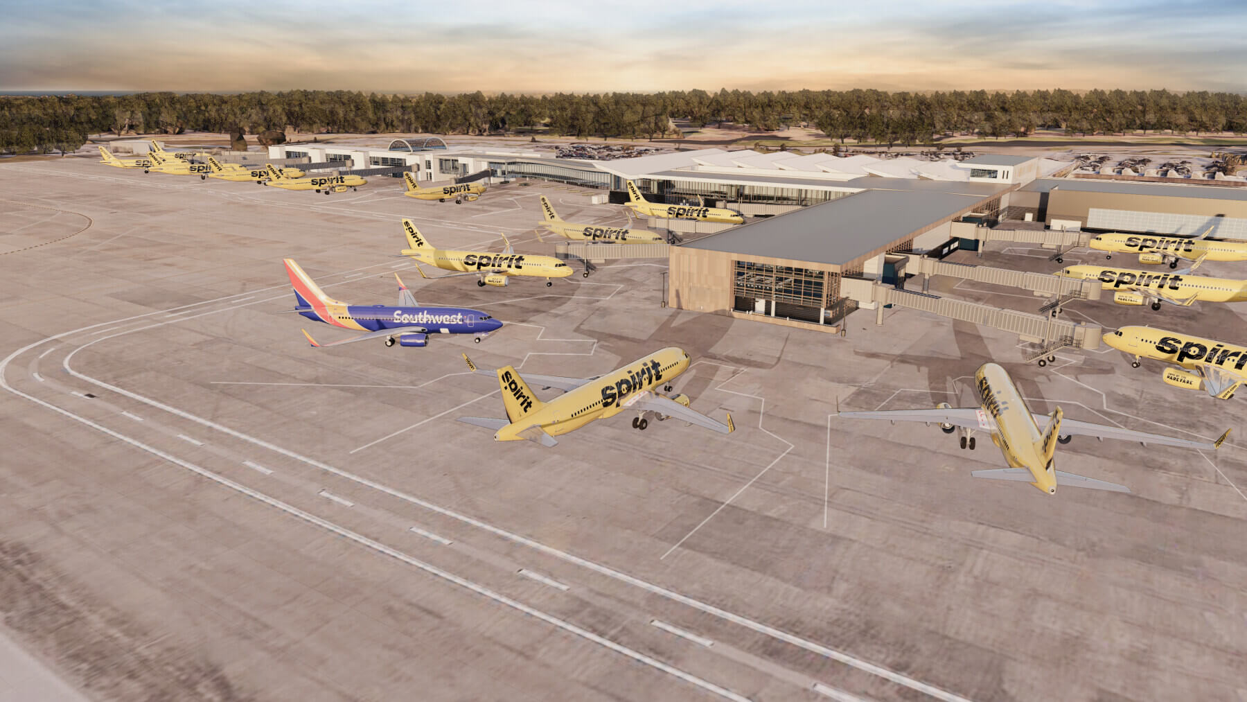 rendering of Concourse A at Myrtle Beach International Airport before the expansion