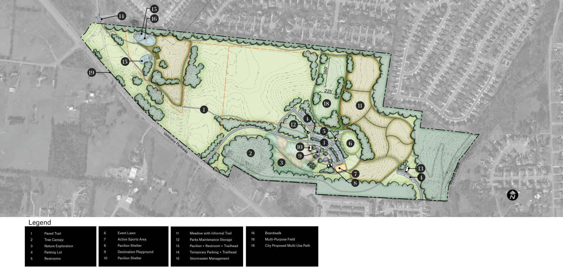 a map of the Veteran’s Park master plan