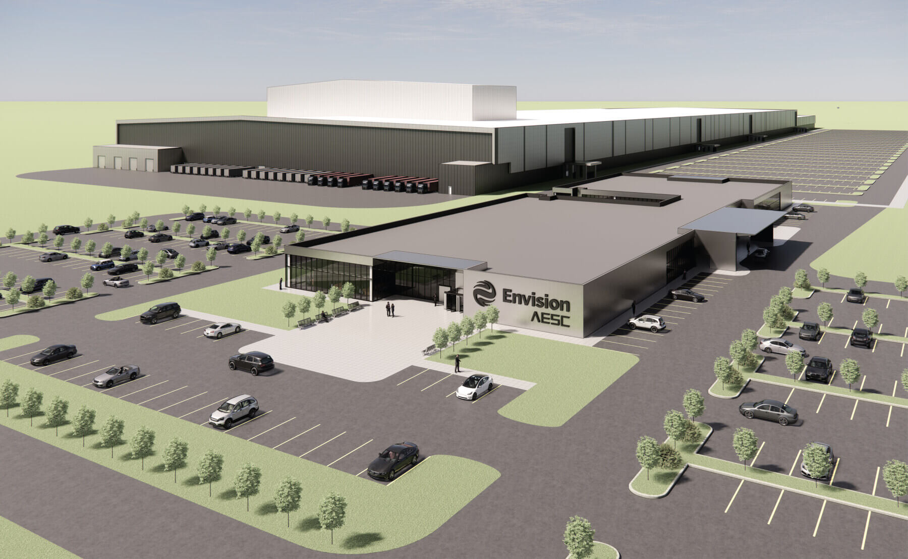 a rendering of the Envision AESC electric vehicle battery plant