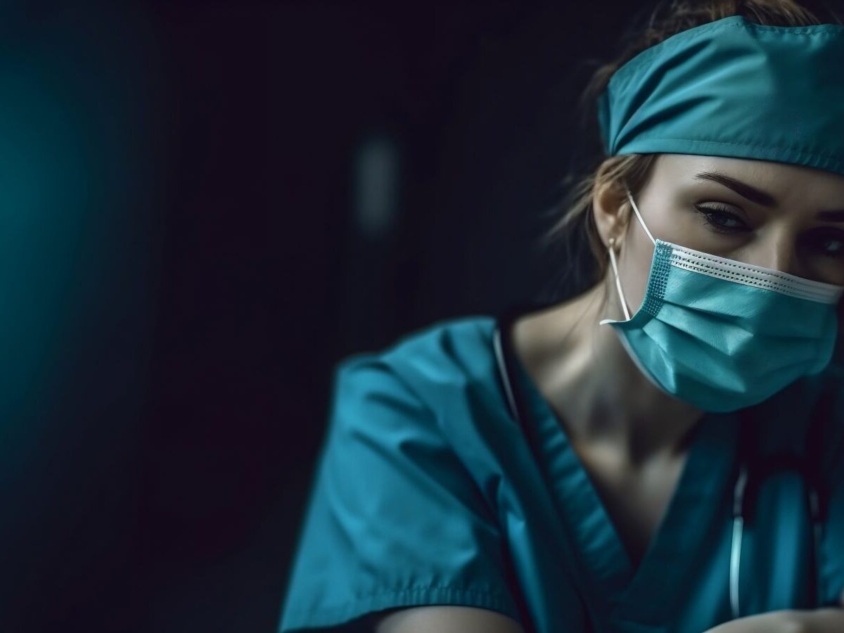 A nurse looking distressed