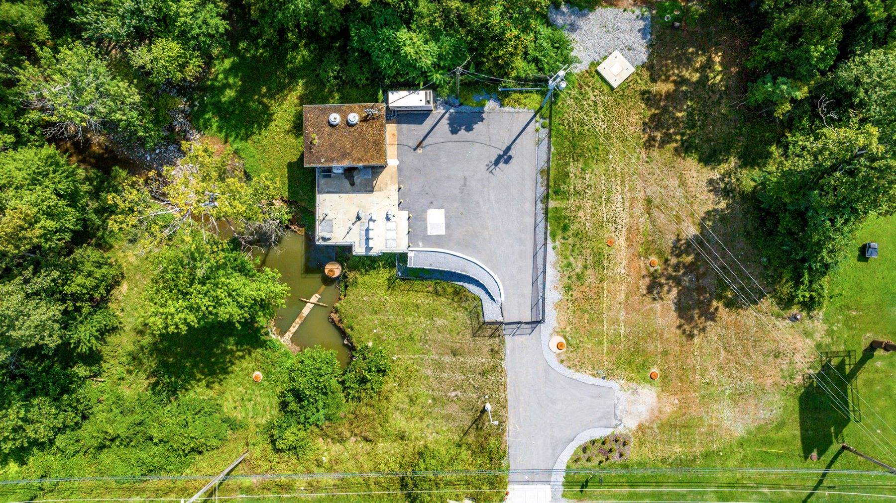 Aerial view of a wastewater pumping station