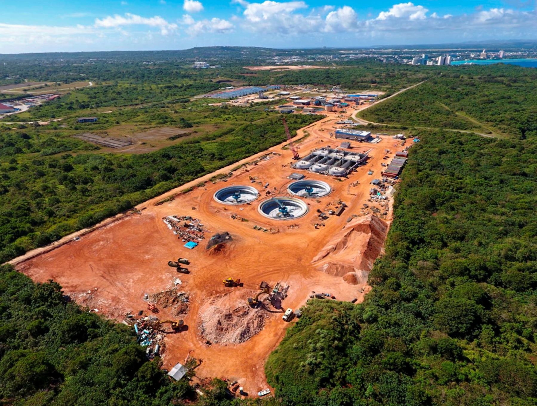 aerial view of a wastewater treatment plant