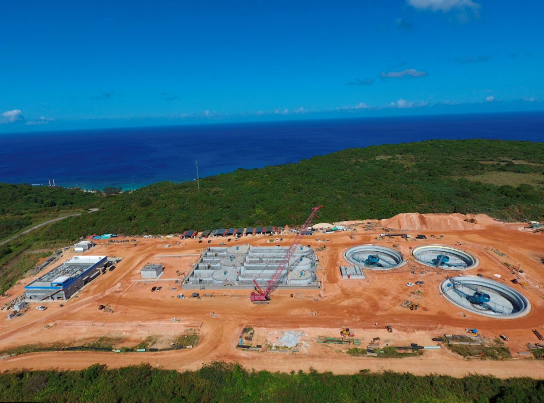 aerial view of a wastewater treatment plant