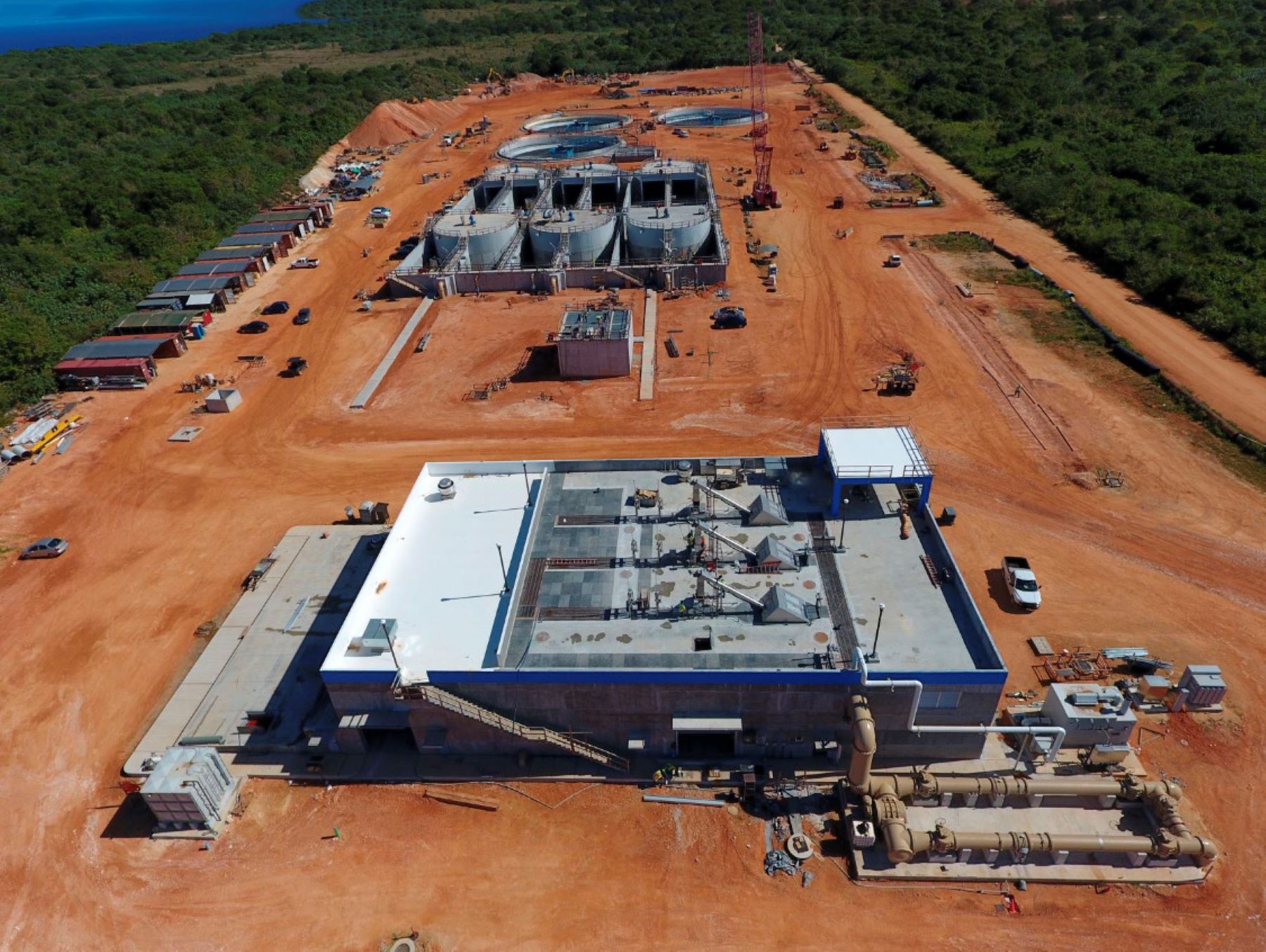 aerial view of a wastewater treatment plant